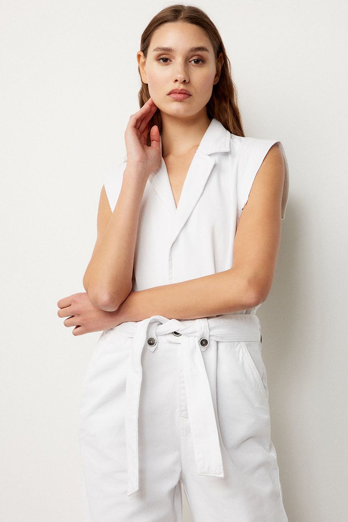 Bsb Belden Kuşaklı Kolsuz Tulum-Libas Trendy Fashion Store