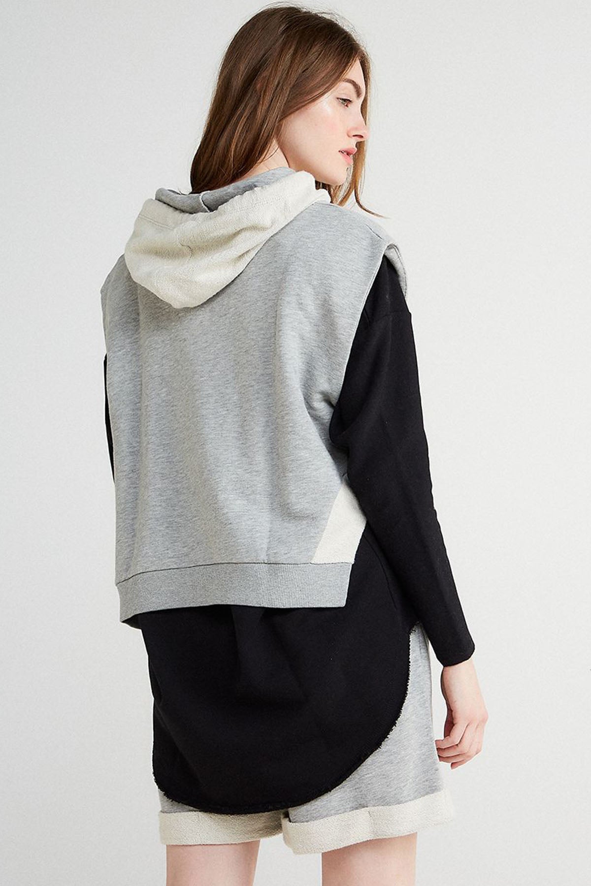 Bsb Kapüşonlu Geniş Kesim Kolsuz Sweatshirt-Libas Trendy Fashion Store