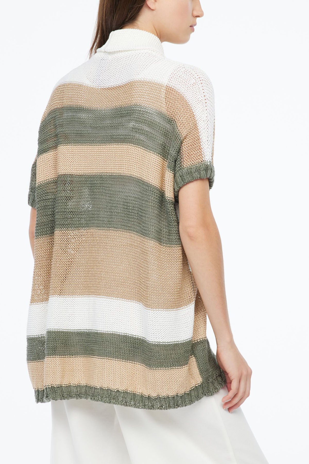 Sarah Pacini Renk Bloklu Şal Yaka Triko Ceket-Libas Trendy Fashion Store