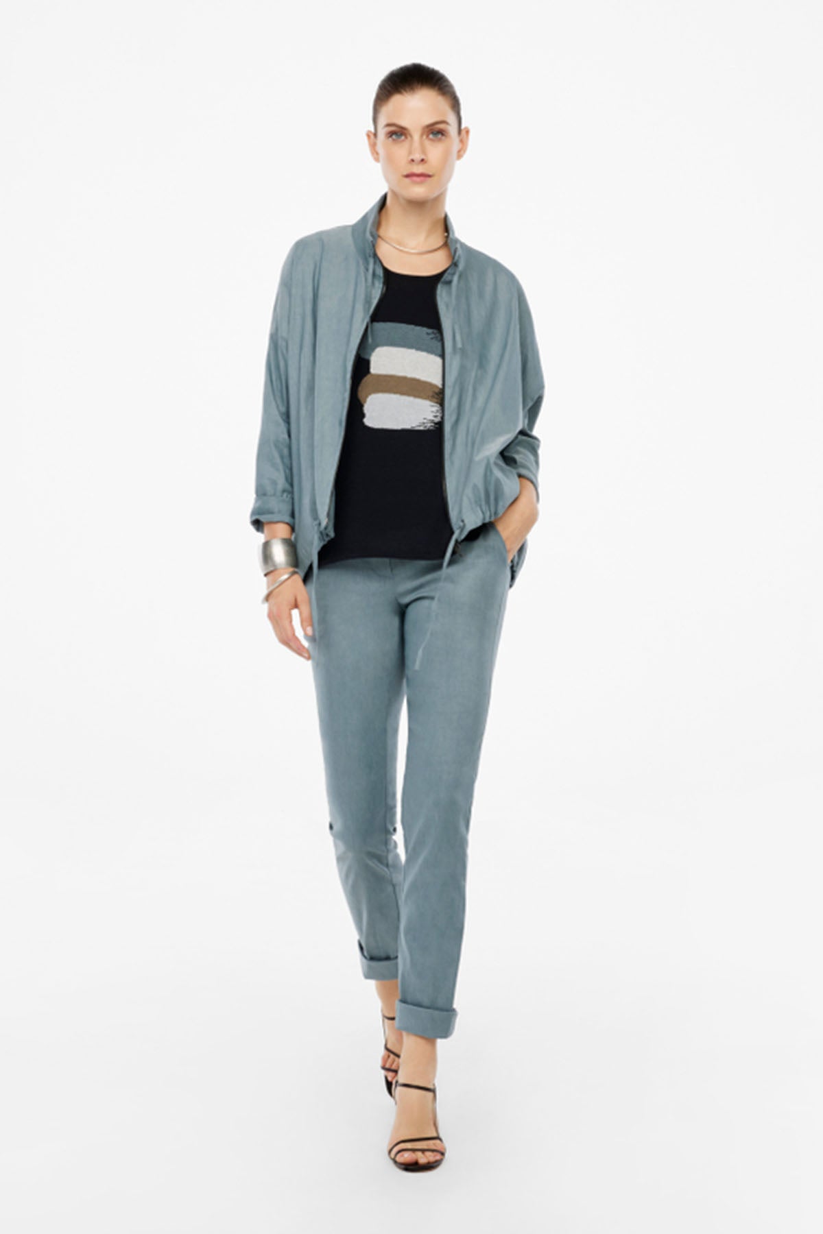 Sarah Pacini Blok Renkli Desenli Kolsuz Örme Bluz-Libas Trendy Fashion Store