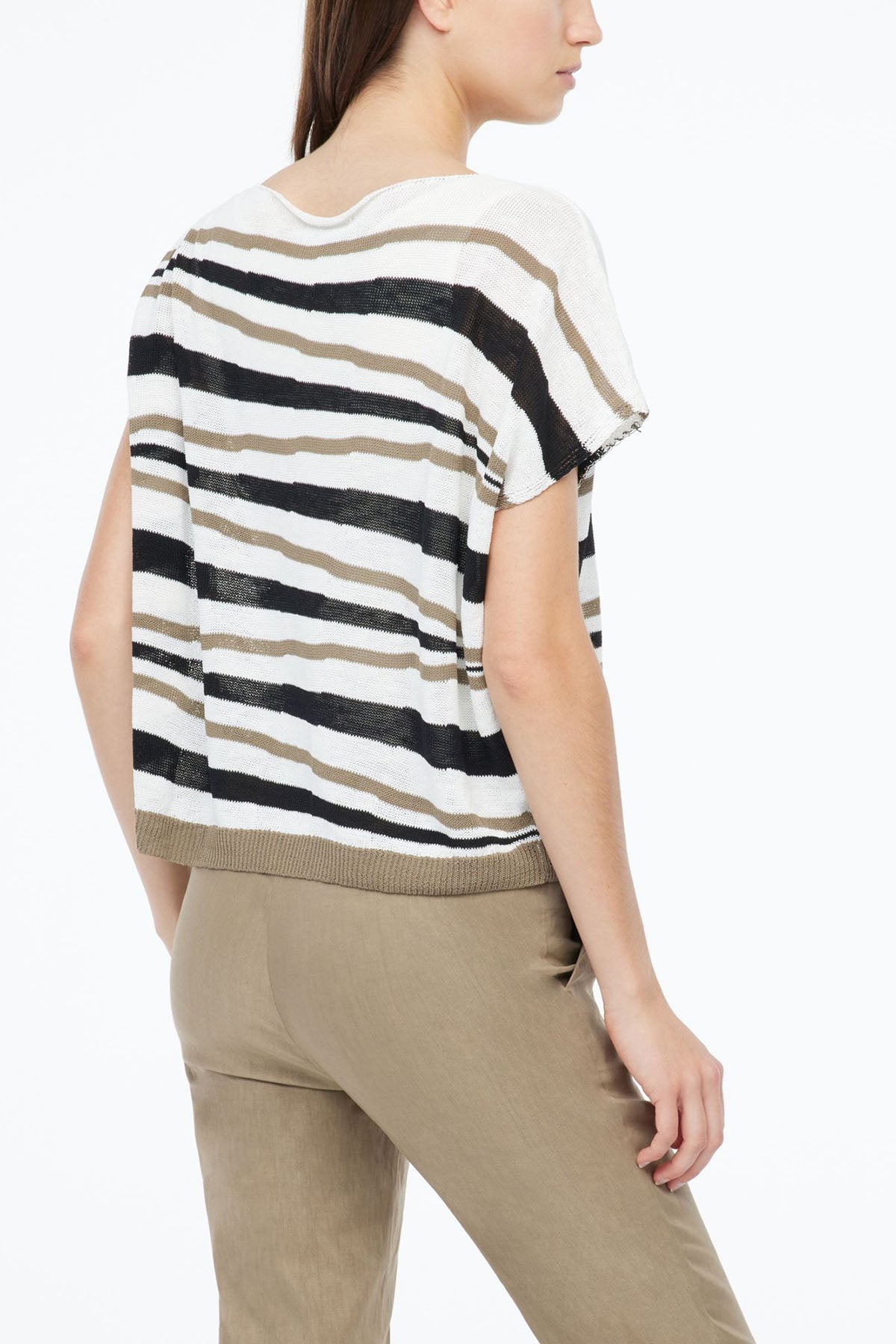 Sarah Pacini Geniş Kesim Ketenli Kayık Yaka Örme Bluz-Libas Trendy Fashion Store