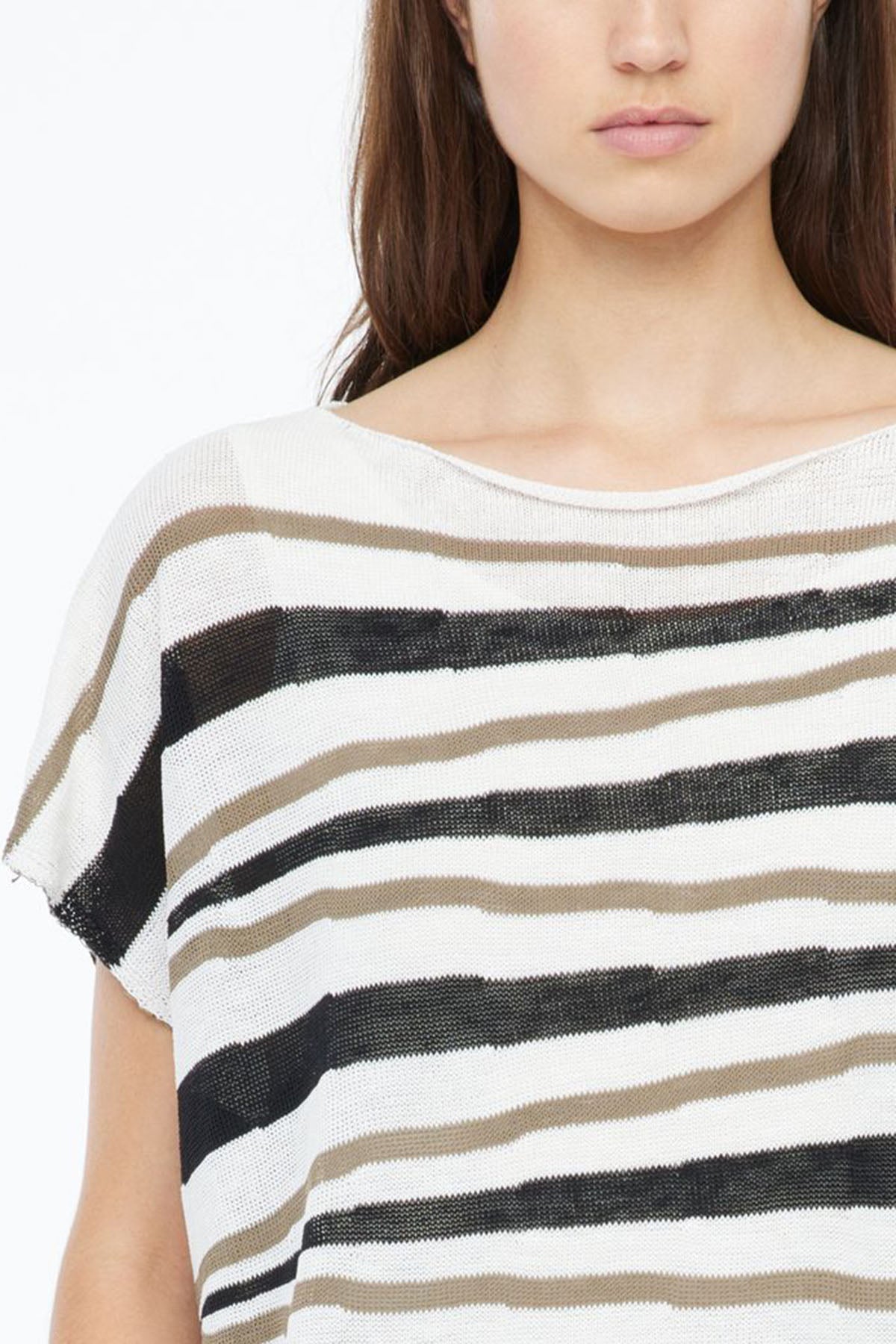 Sarah Pacini Geniş Kesim Ketenli Kayık Yaka Örme Bluz-Libas Trendy Fashion Store