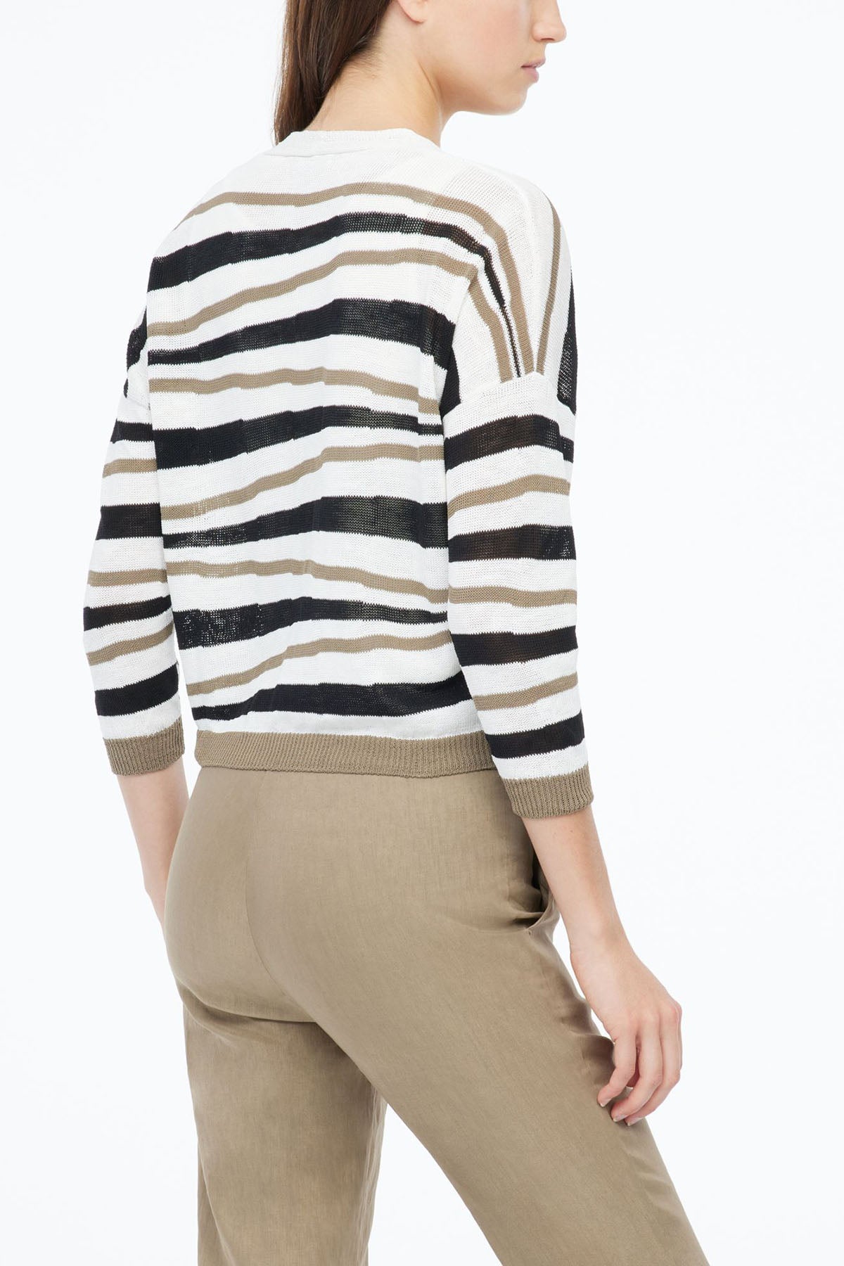 Sarah Pacini Ketenli Kruvaze V Yaka Triko Ceket-Libas Trendy Fashion Store