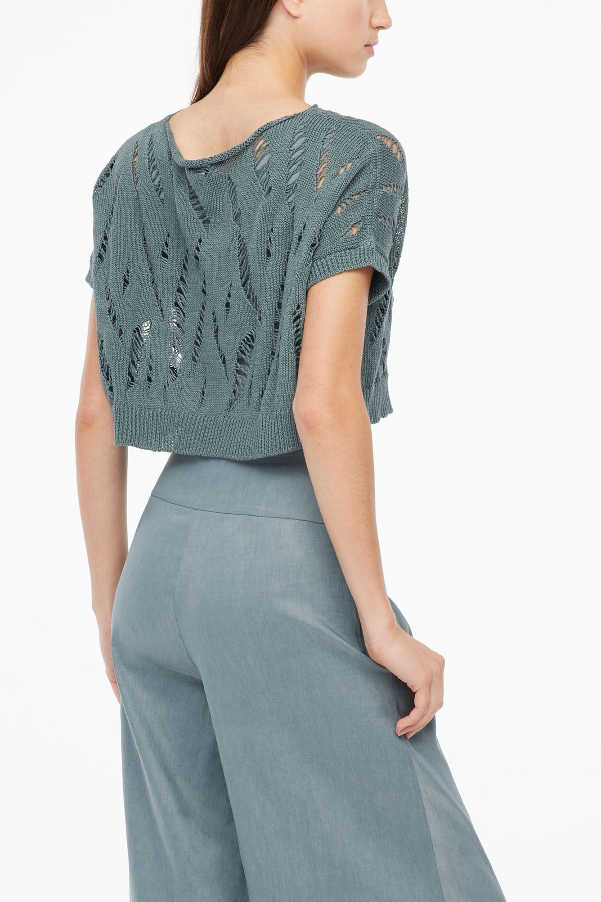 Sarah Pacini Geniş Kesim Crop Örme Bluz-Libas Trendy Fashion Store