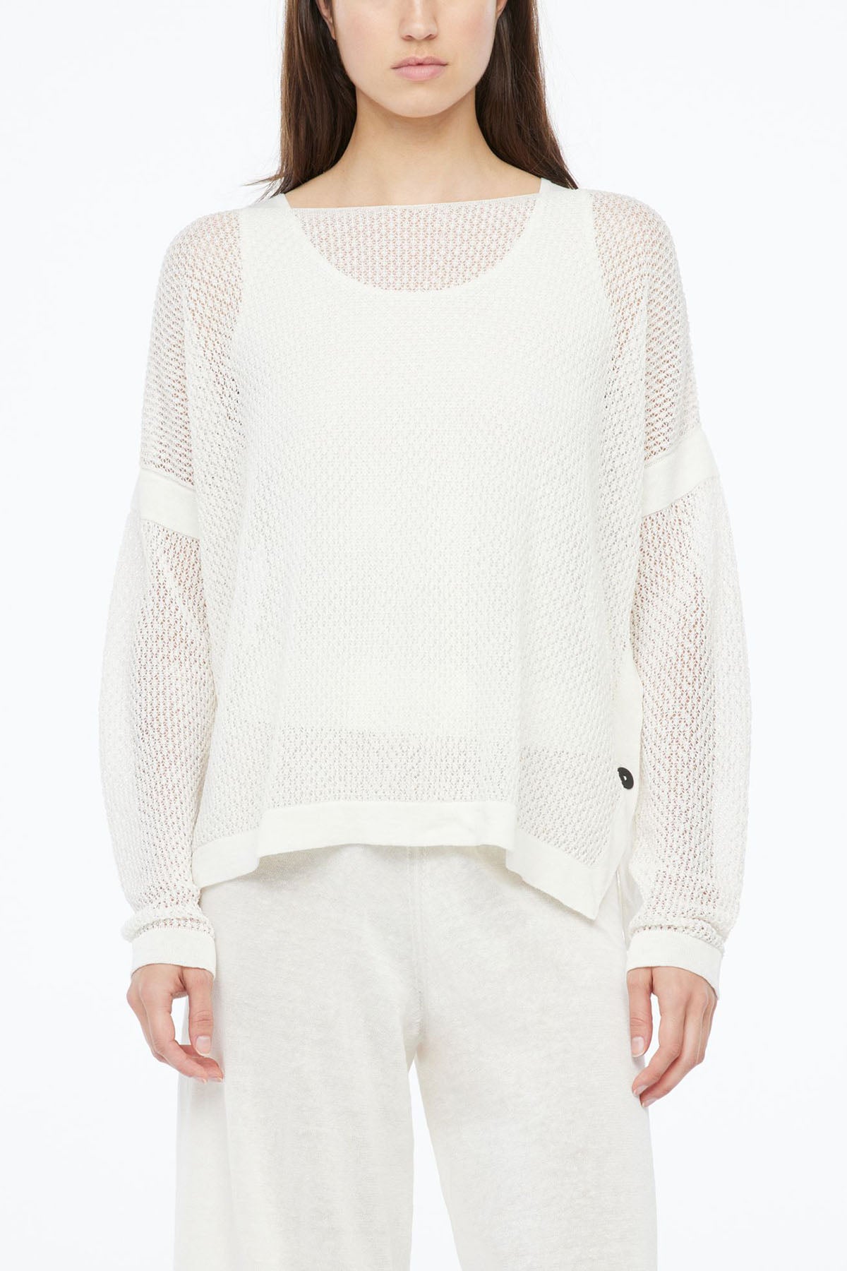 Sarah Pacini Geniş Kesim Kayık Yaka Örme Keten Triko-Libas Trendy Fashion Store