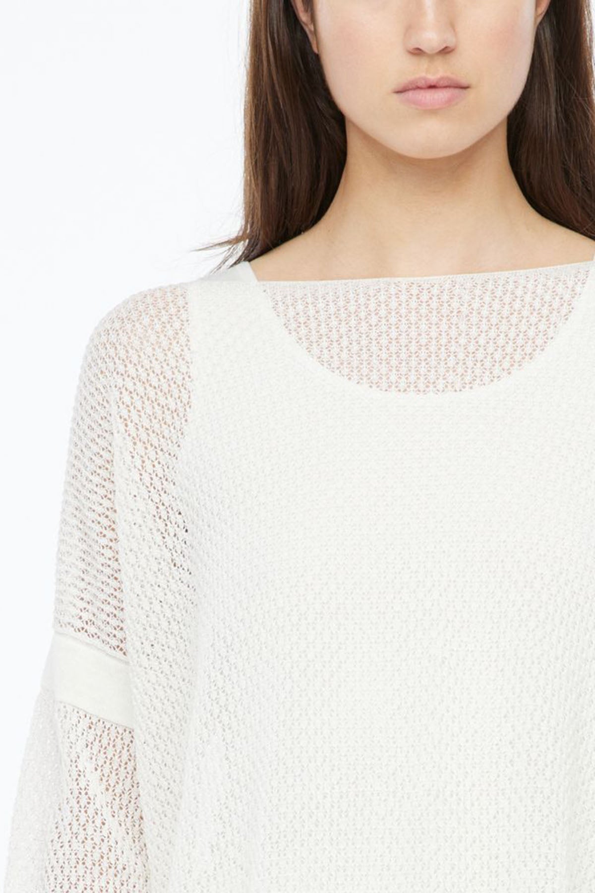 Sarah Pacini Geniş Kesim Kayık Yaka Örme Keten Triko-Libas Trendy Fashion Store