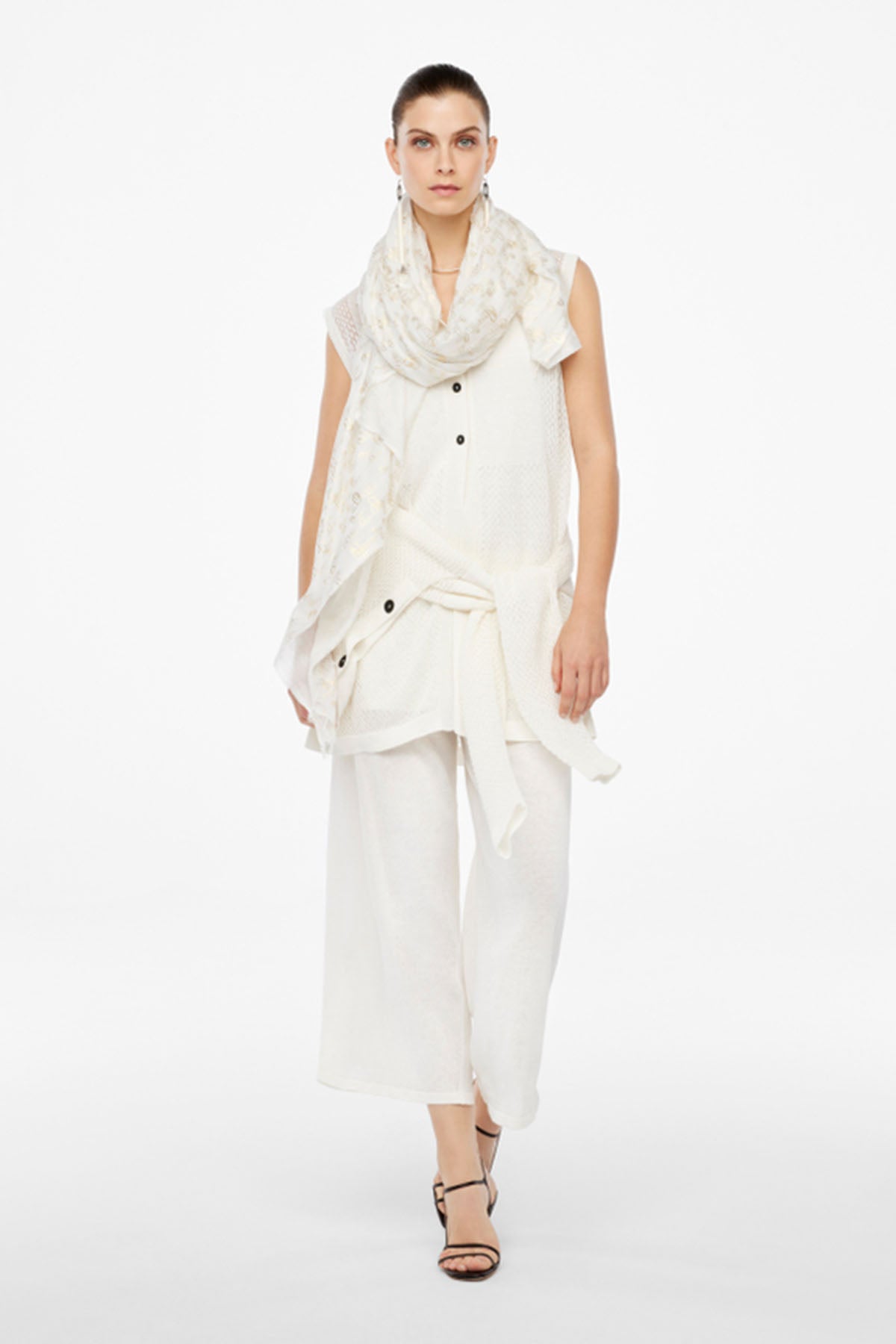 Sarah Pacini Geniş Kesim Kayık Yaka Örme Keten Triko-Libas Trendy Fashion Store