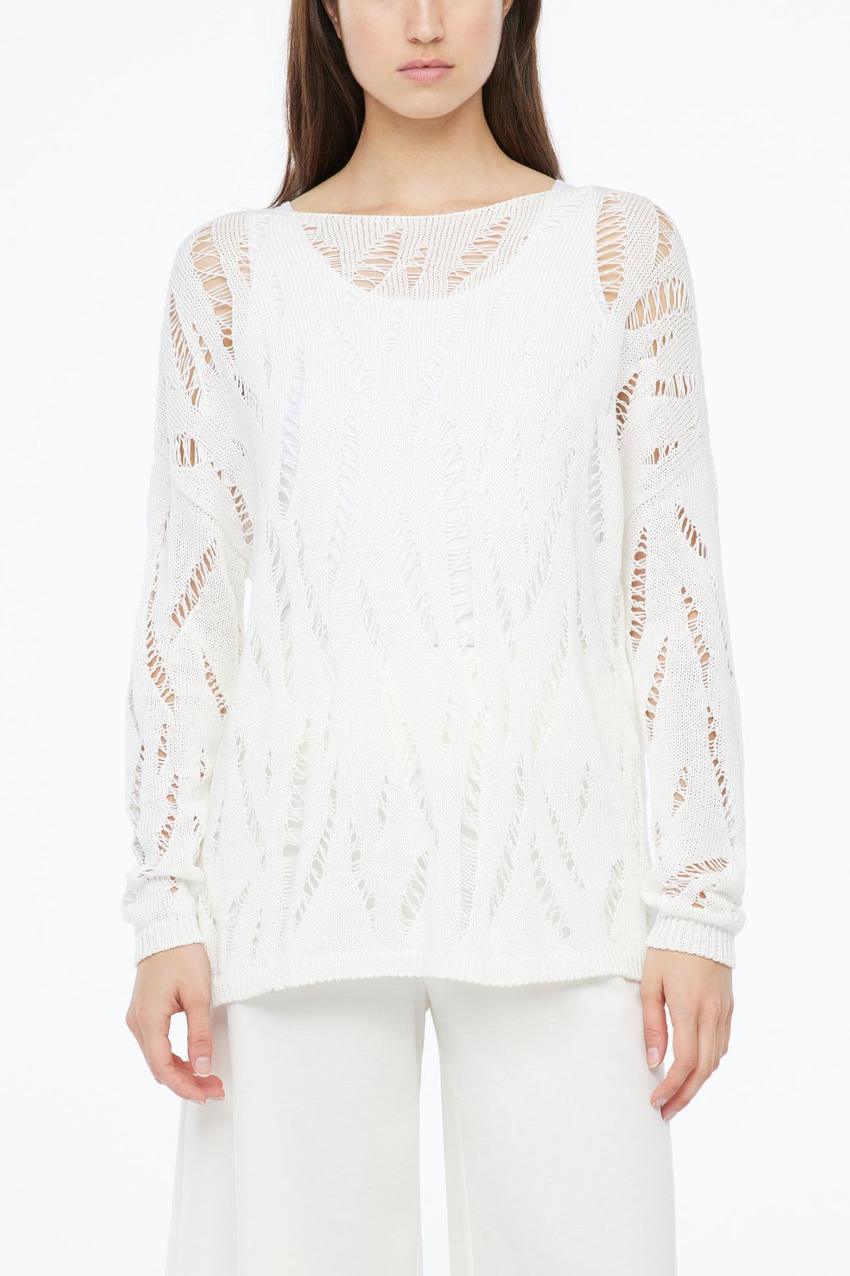 Sarah Pacini Geniş Kesim Kayık Yaka Örme Triko-Libas Trendy Fashion Store