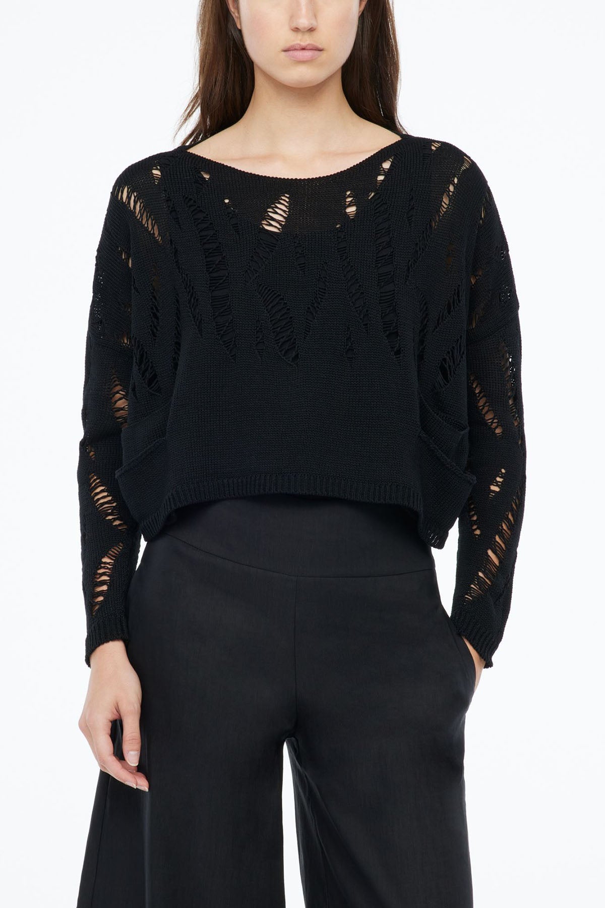 Sarah Pacini Geniş Kesim Crop Triko-Libas Trendy Fashion Store