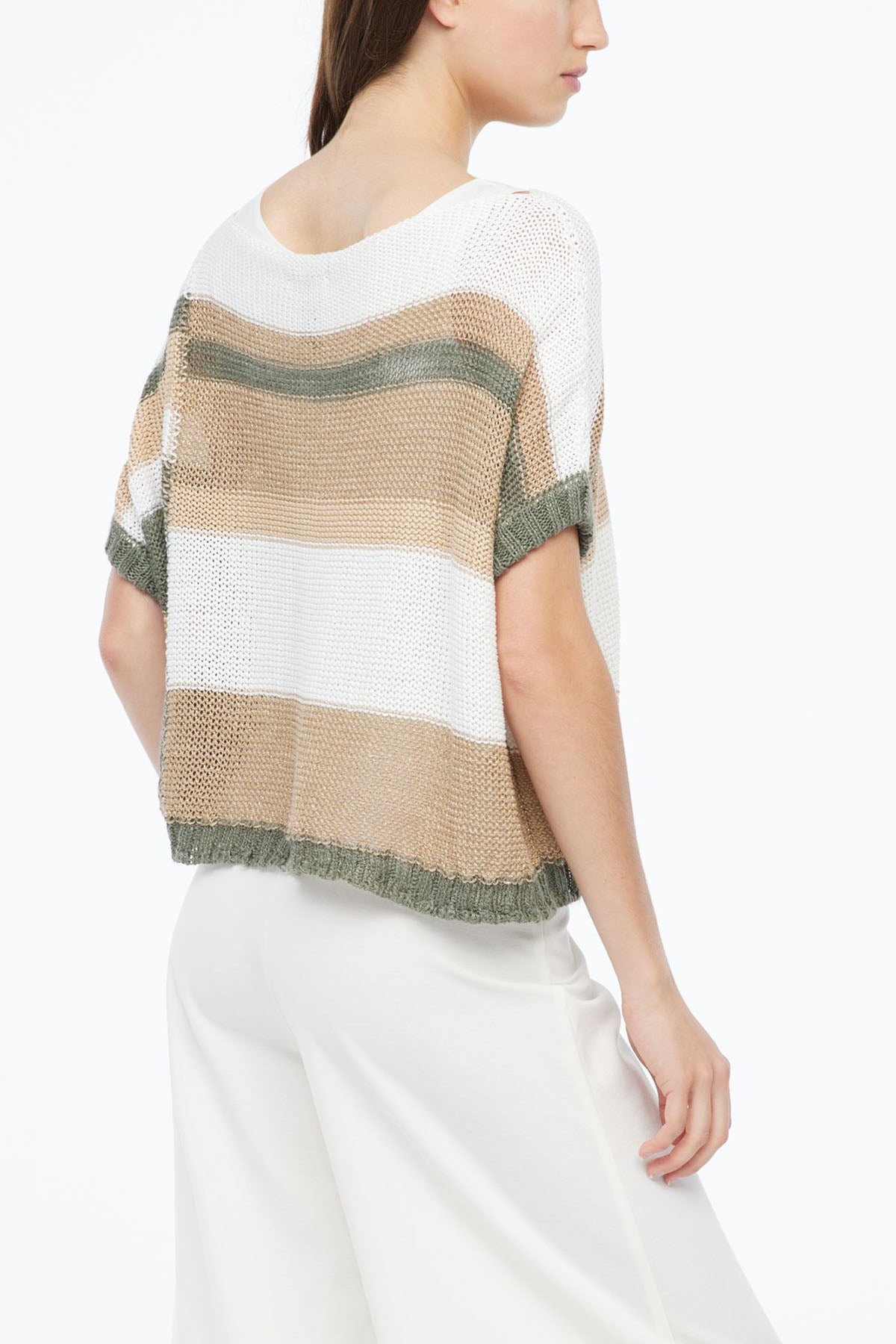 Sarah Pacini Geniş Kesim Kayık Yaka Ketenli Örme Triko-Libas Trendy Fashion Store