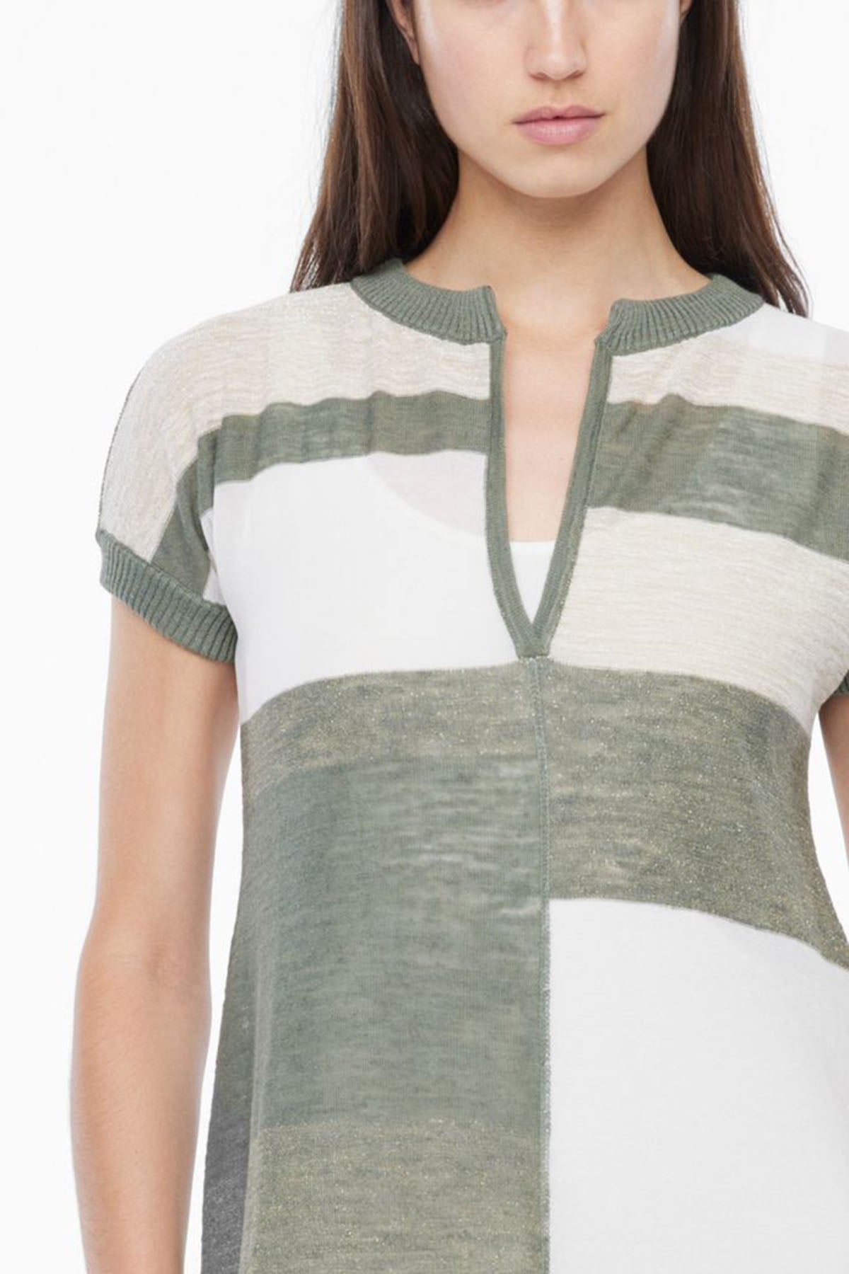 Sarah Pacini Ketenli Örme Maxi Triko Elbise-Libas Trendy Fashion Store