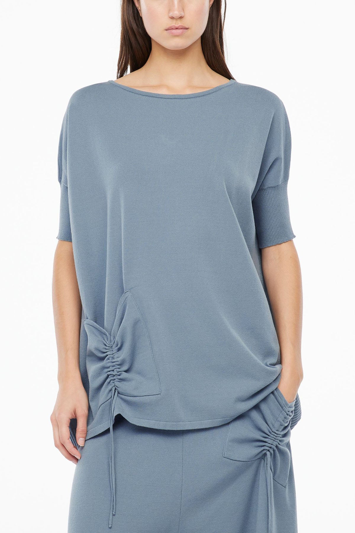 Sarah Pacini Büzgülü Cep Detaylı Geniş Kesim Bluz-Libas Trendy Fashion Store