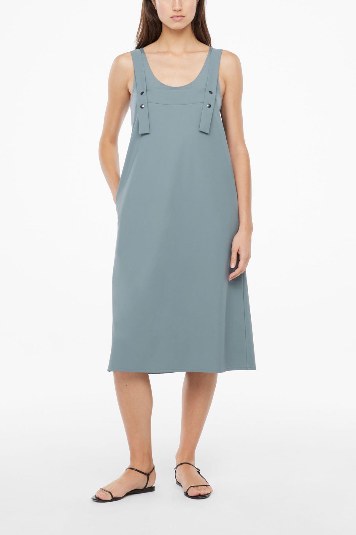 Sarah Pacini Askılı Streç Midi Elbise