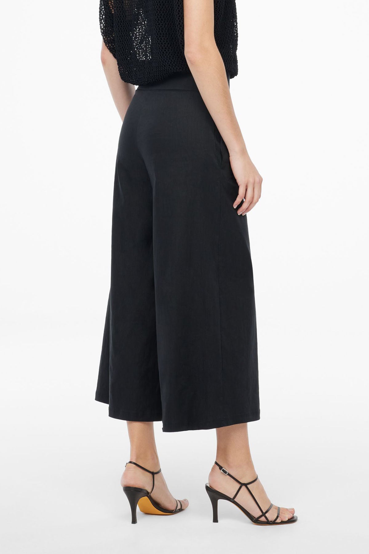 Sarah Pacini Geniş Kesim Streç Keten Crop Pantolon-Libas Trendy Fashion Store