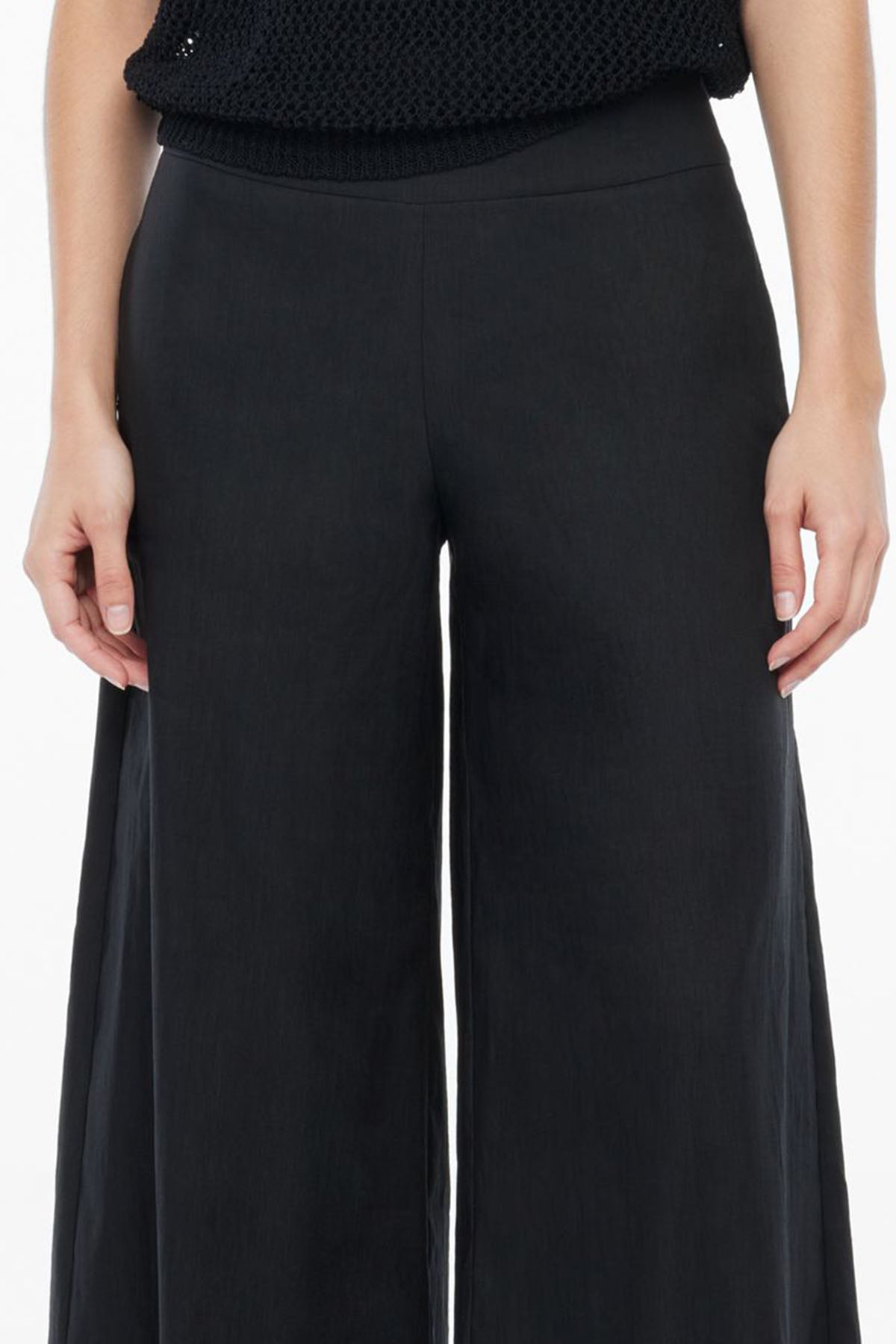 Sarah Pacini Geniş Kesim Streç Keten Crop Pantolon-Libas Trendy Fashion Store