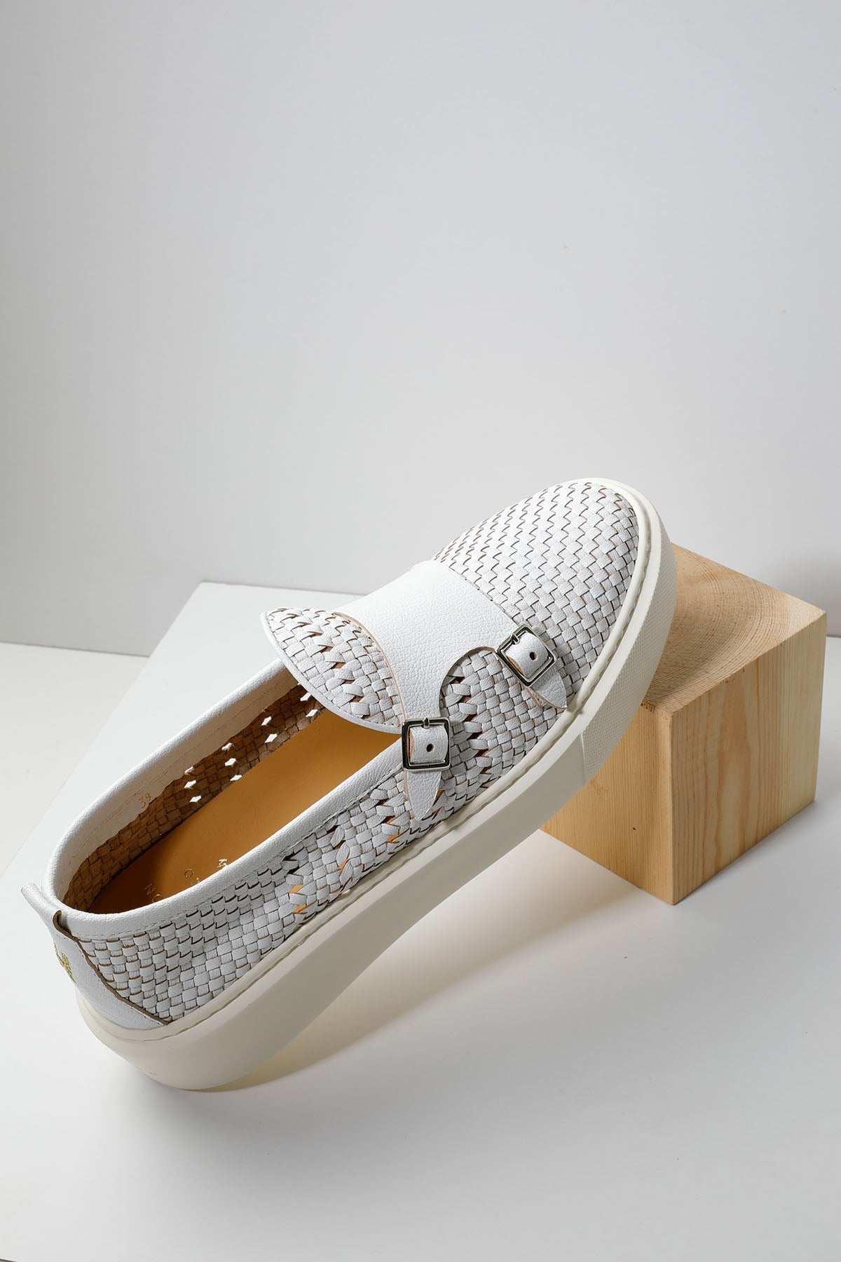 Henderson Gloria Çift Tokalı Örgü Deri Loafer Ayakkabı-Libas Trendy Fashion Store