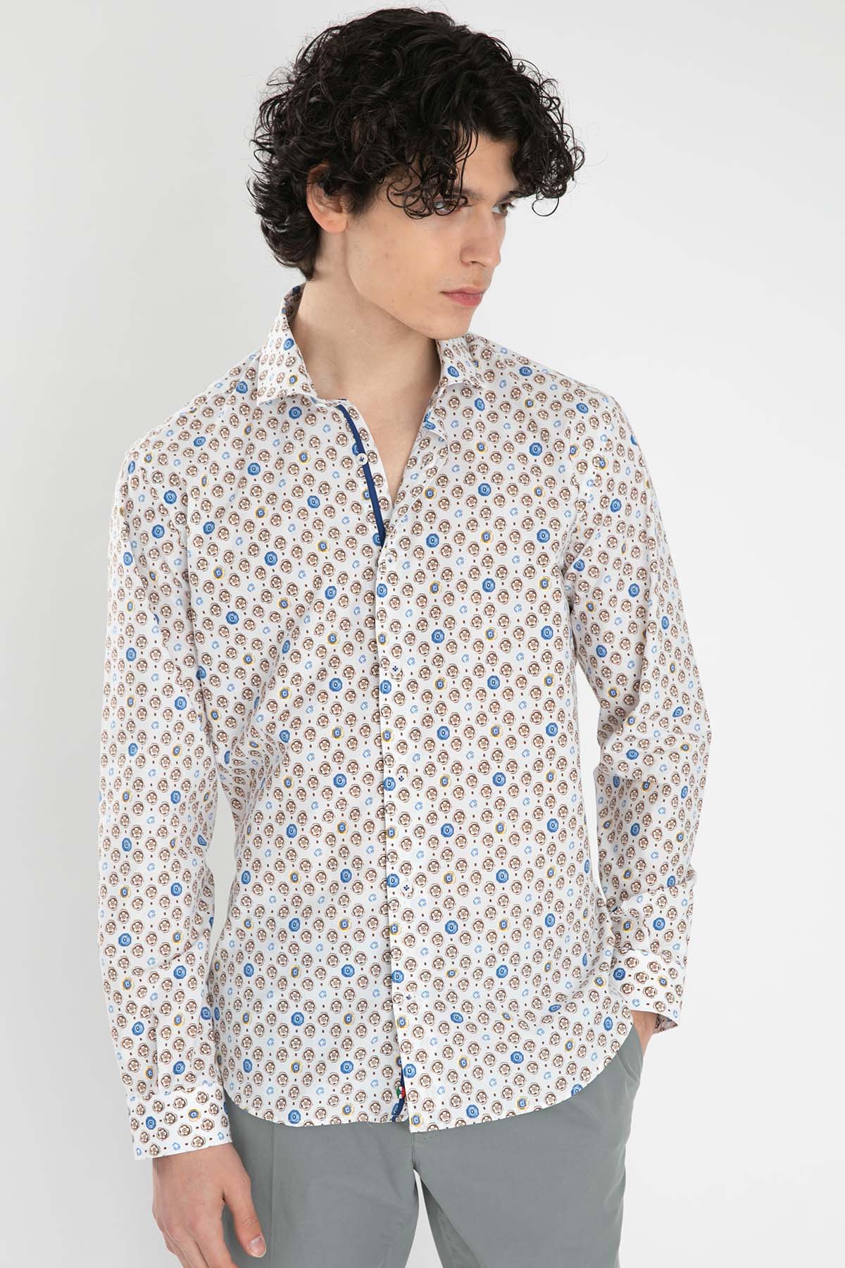 Poggianti Bucine İtalyan Yaka Desenli Gömlek-Libas Trendy Fashion Store