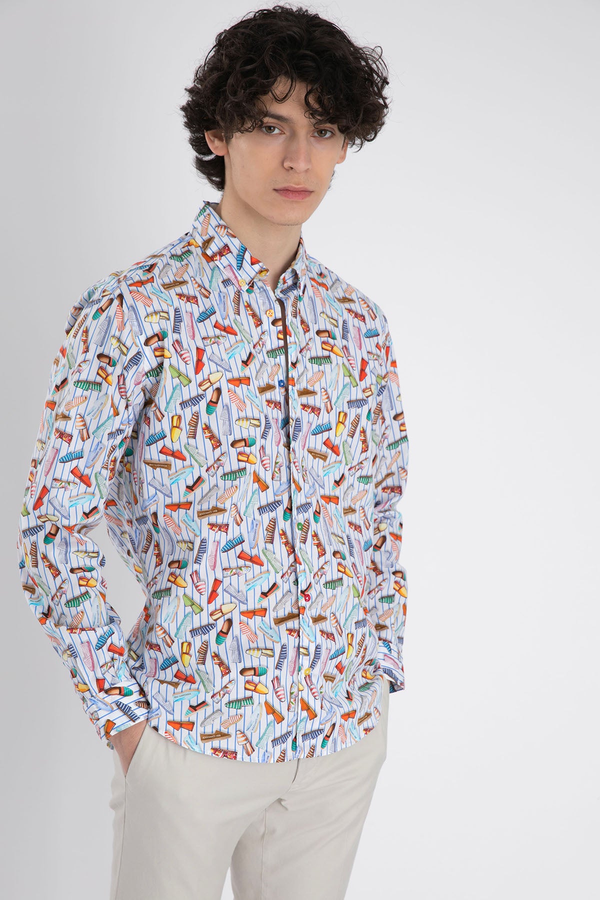 Poggianti Firenze Klasik Düğmeli Yaka Espadril Desenli Çizgili Gömlek-Libas Trendy Fashion Store