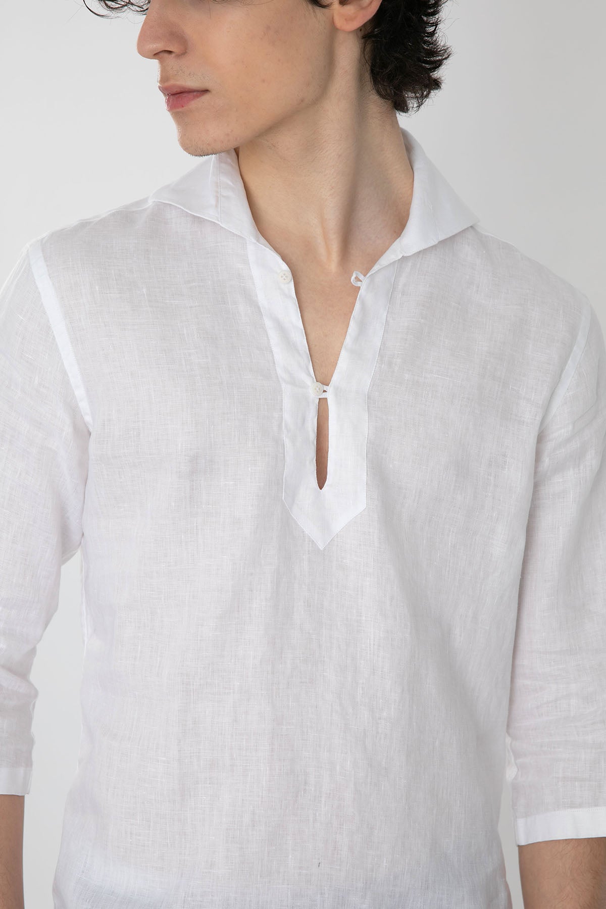 Poggianti Querceto Yarım Pat Fransız Yaka Keten Gömlek-Libas Trendy Fashion Store