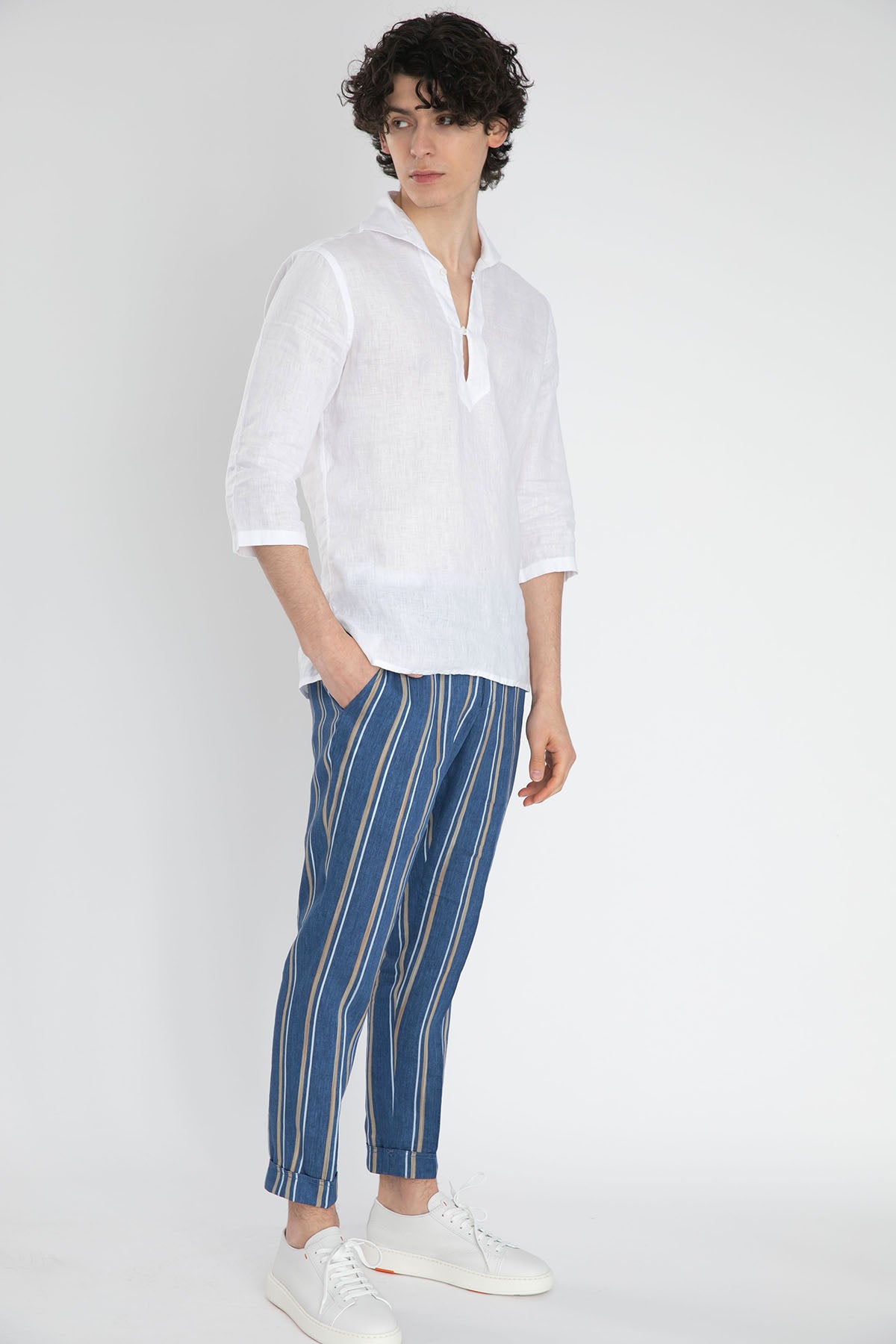 Poggianti Querceto Yarım Pat Fransız Yaka Keten Gömlek-Libas Trendy Fashion Store