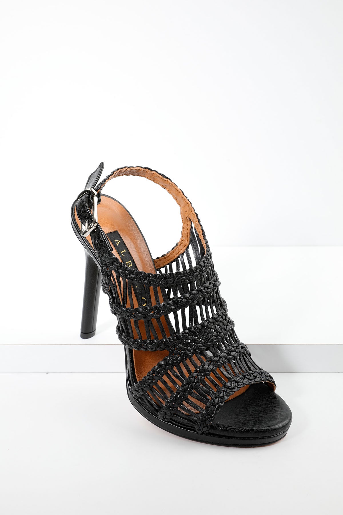 Albano Topuklu Örgü Deri Sandalet-Libas Trendy Fashion Store