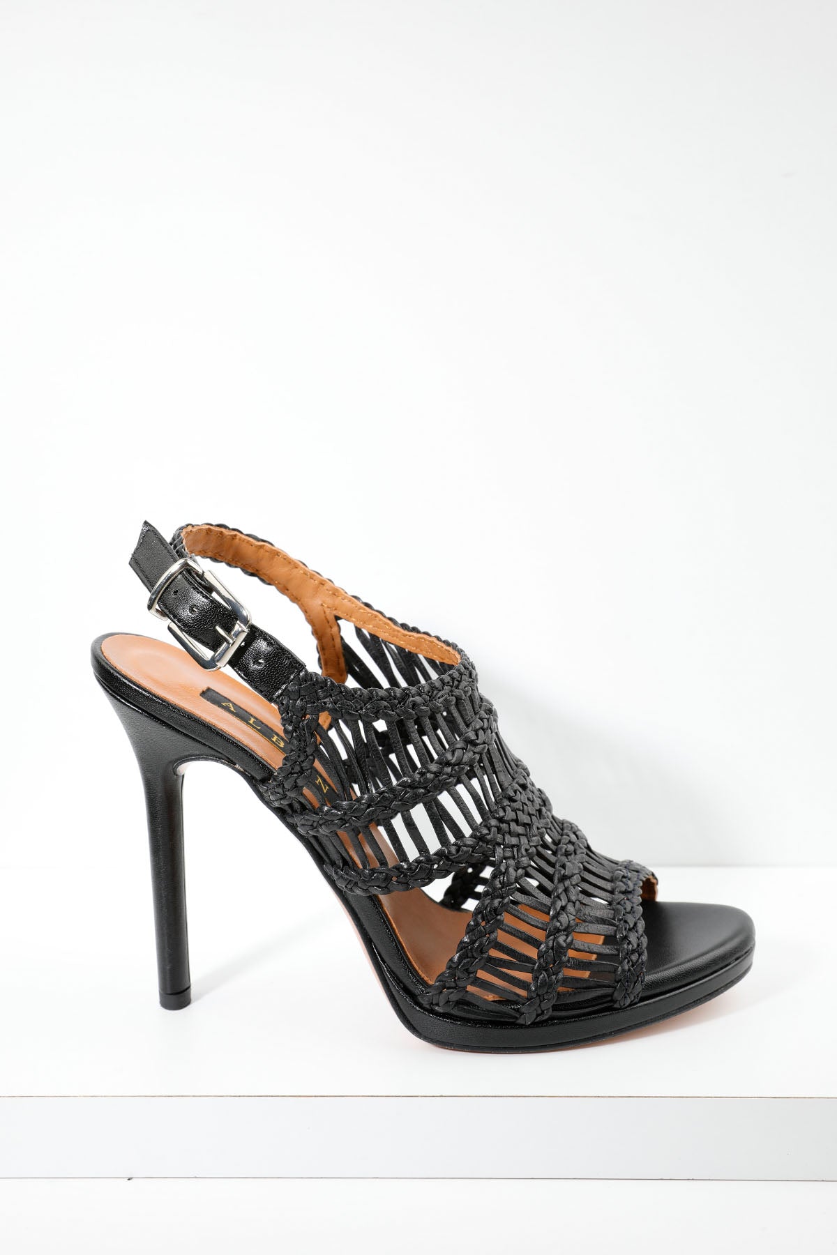 Albano Topuklu Örgü Deri Sandalet-Libas Trendy Fashion Store