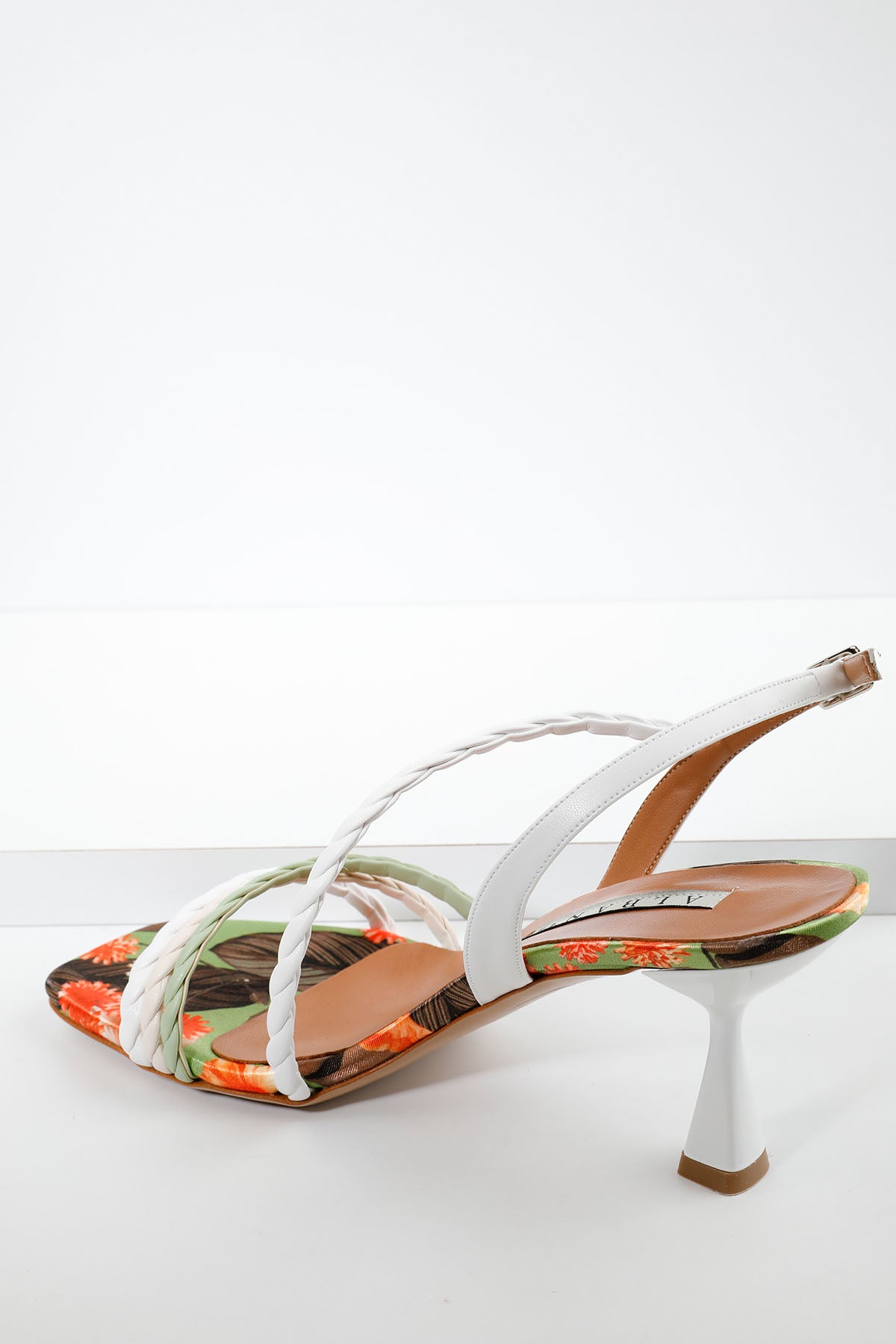 Albano Küt Burun Floral Desenli Topuklu Sandalet-Libas Trendy Fashion Store