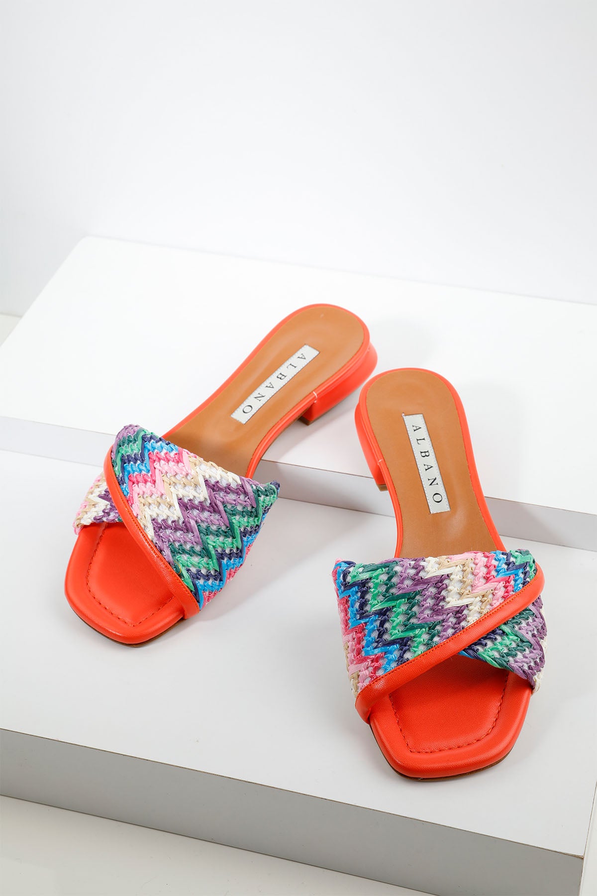 Albano Küt Burun Hasır Bantlı Terlik-Libas Trendy Fashion Store