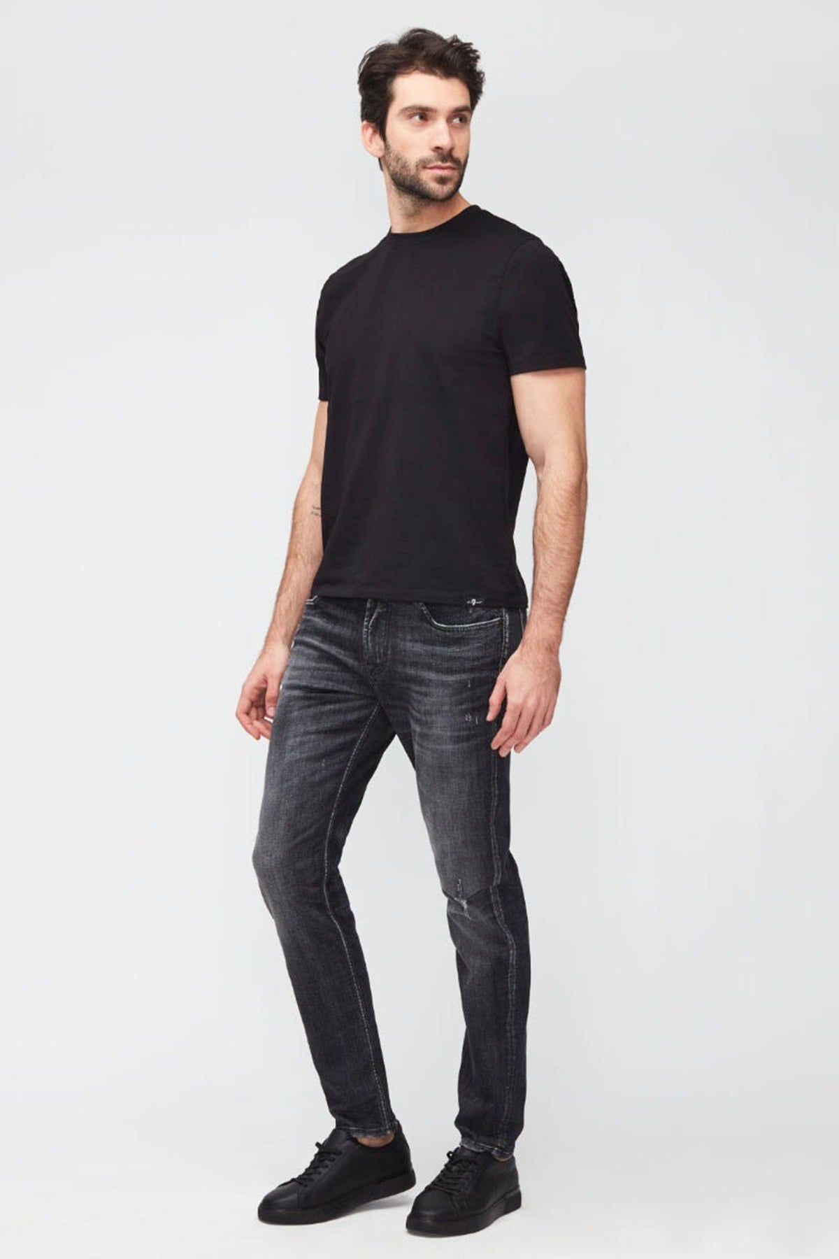 7 For All Mankind Yuvarlak Yaka Luxe Performance Streç T-shirt-Libas Trendy Fashion Store