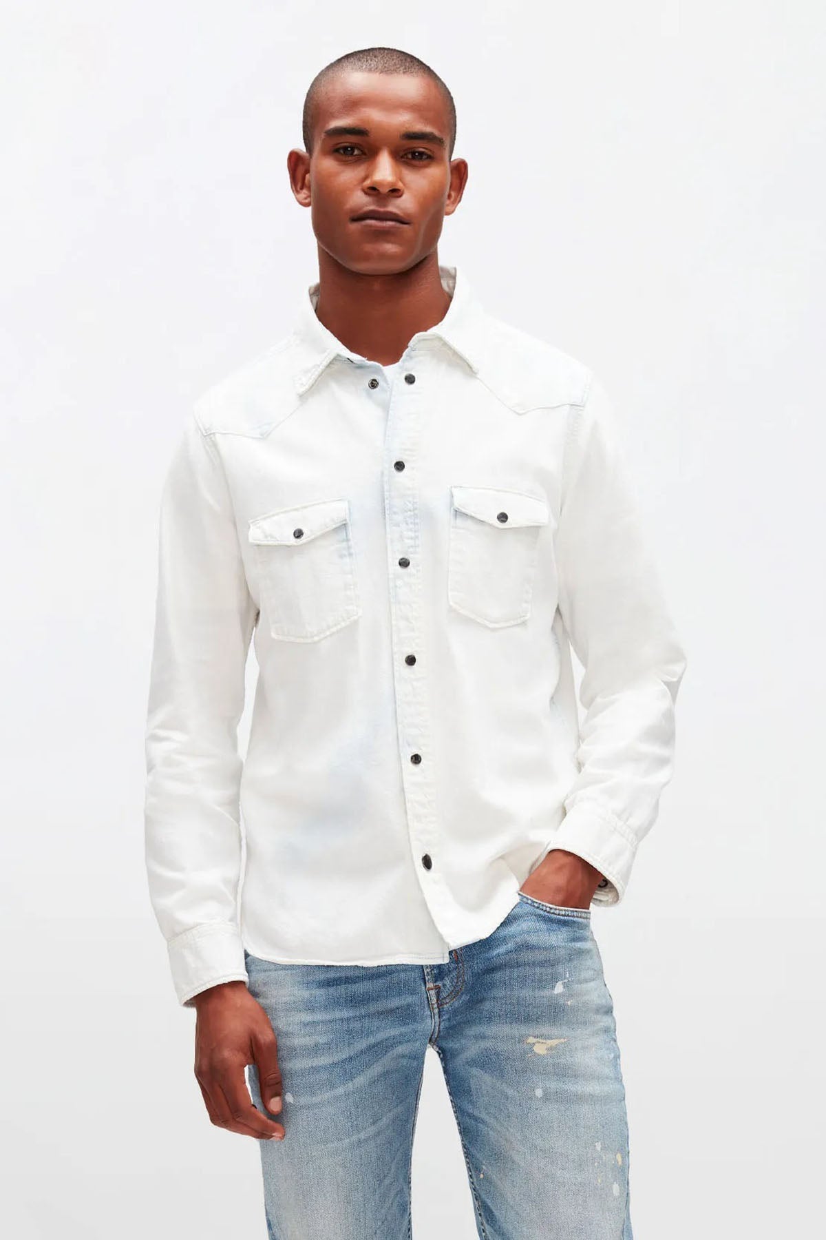 7 For All Mankind Yıkamalı Denim Gömlek-Libas Trendy Fashion Store