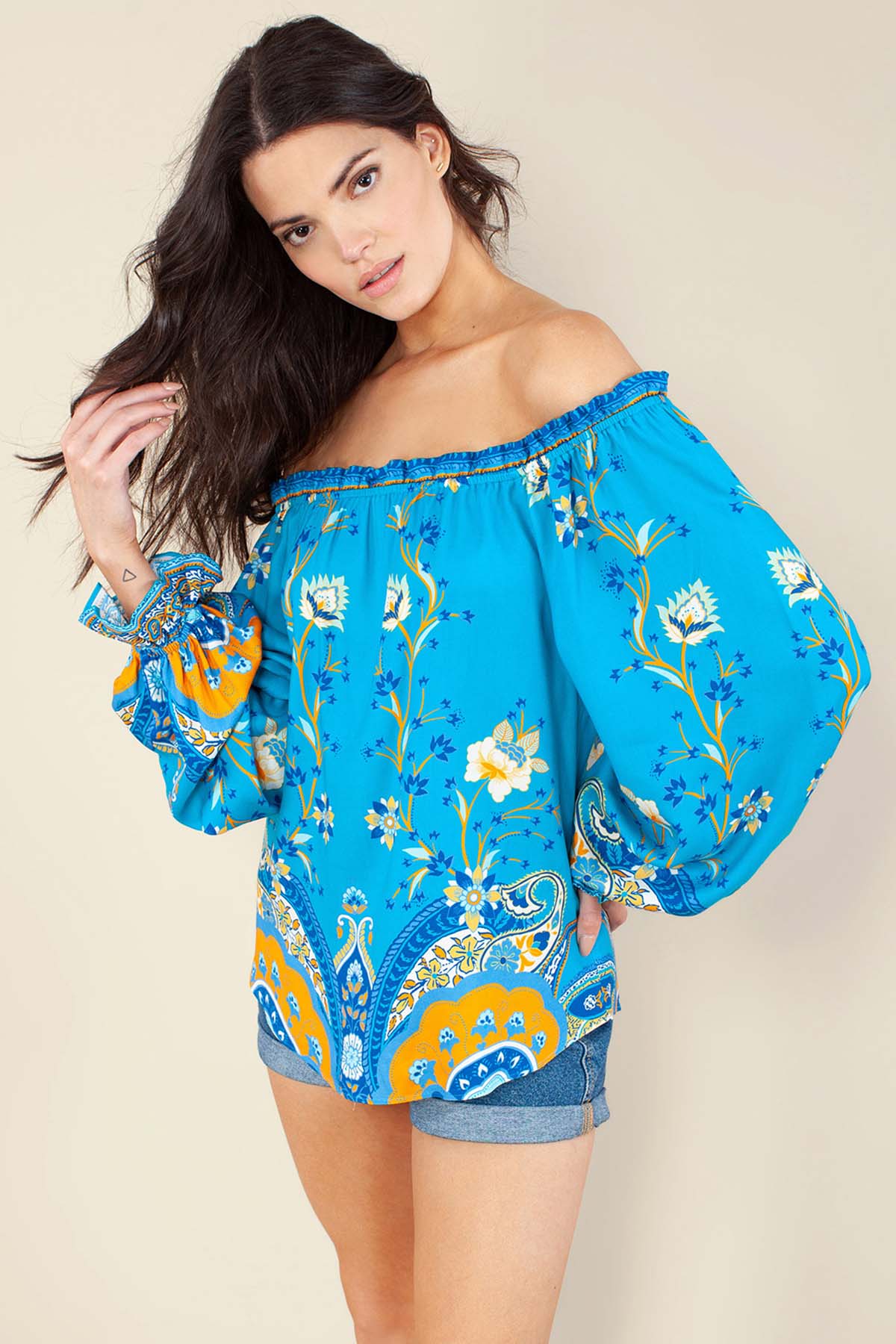 Hale Bob Balon Kol Straplez Bluz-Libas Trendy Fashion Store