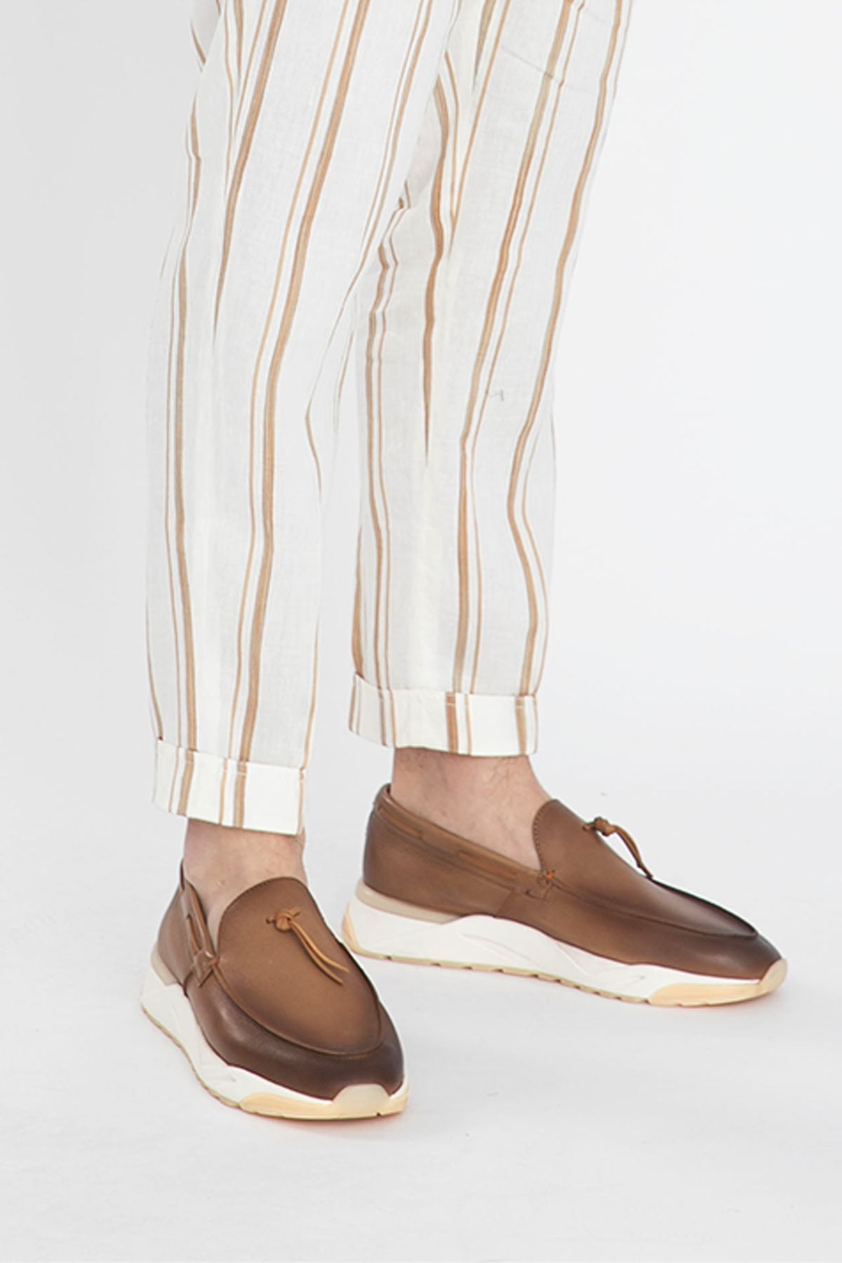 Santoni Spor Tabanlı Deri Loafer Ayakkabı