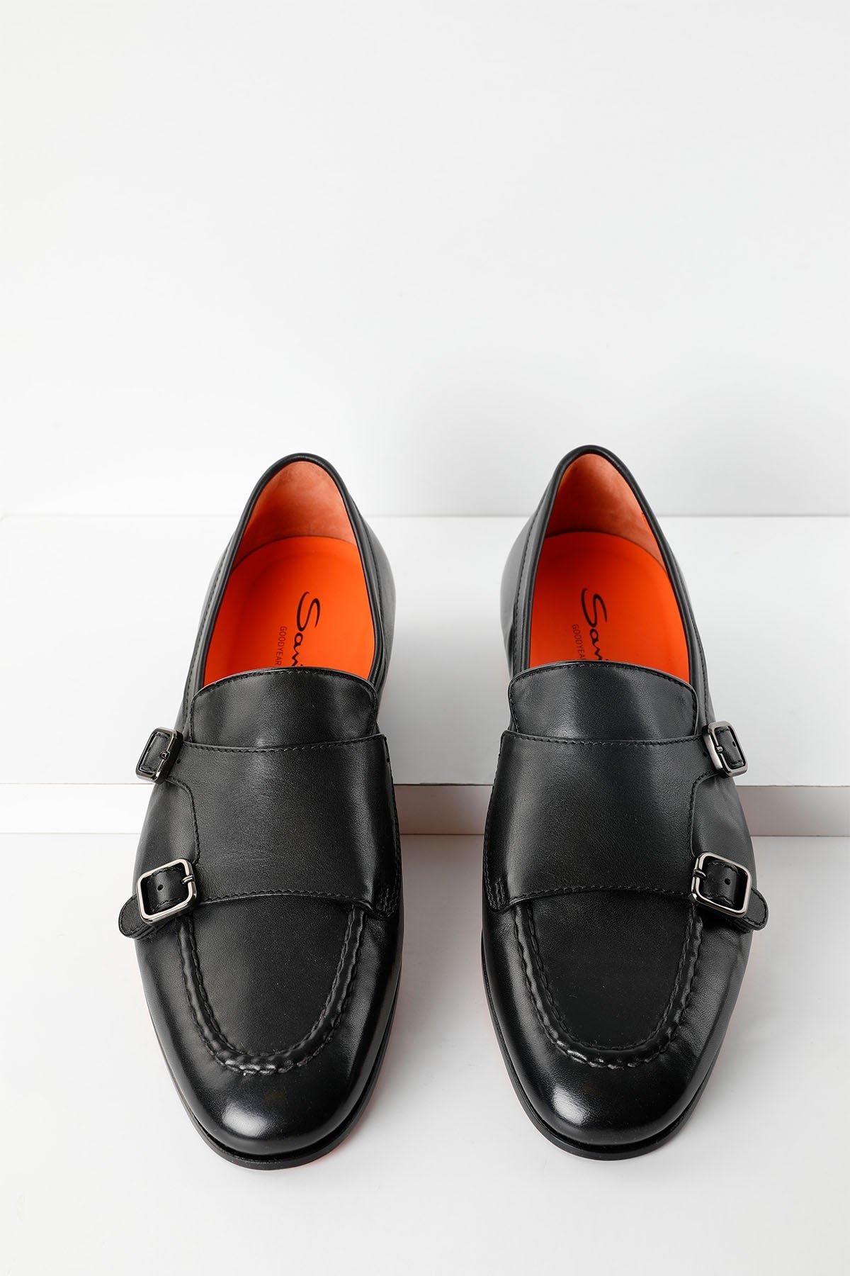 Santoni Goodyear Taban Çift Tokalı Deri Loafer Ayakkabı