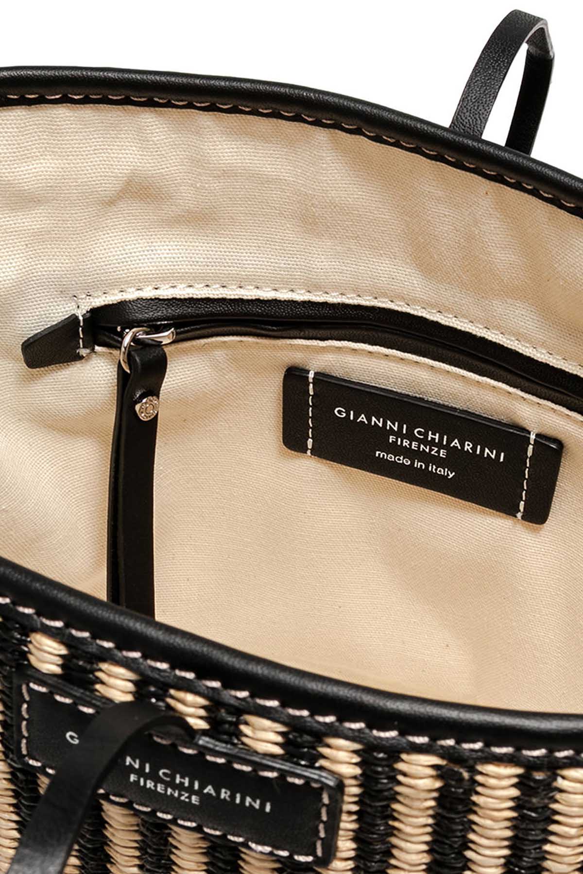 Gianni Chiarini Alba Deri Kombinasyonlu Hasır Örgü Çanta-Libas Trendy Fashion Store