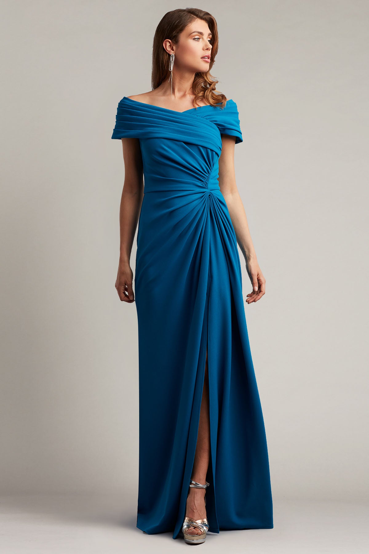 Tadashi Shoji Drapeli Straplez Maxi Abiye Elbise-Libas Trendy Fashion Store