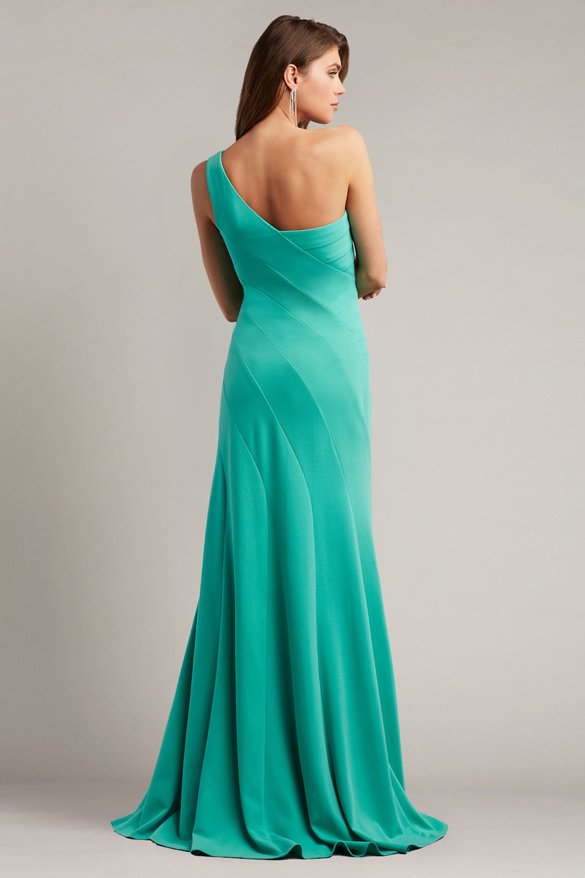 Tadashi Shoji Tek Omuz Maxi Abiye Elbise-Libas Trendy Fashion Store