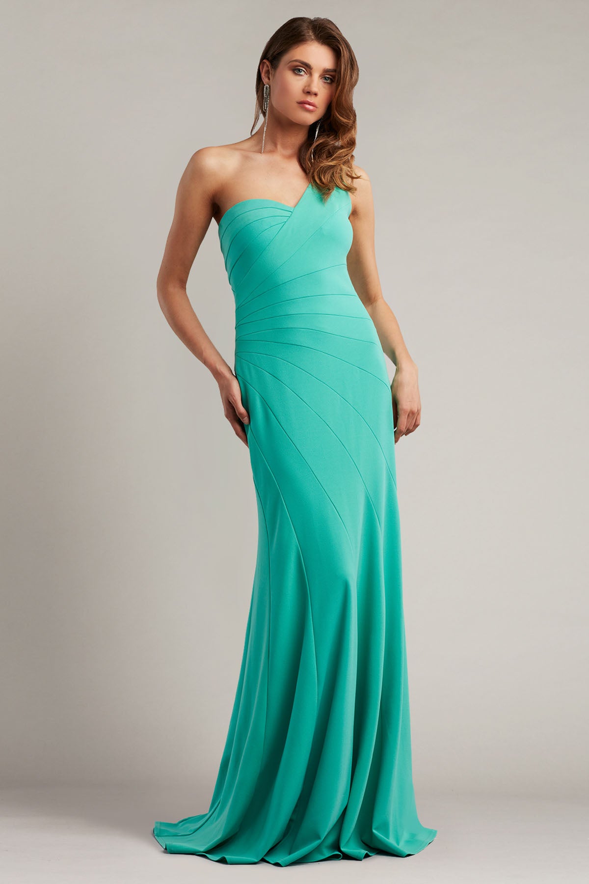 Tadashi Shoji Tek Omuz Maxi Abiye Elbise-Libas Trendy Fashion Store