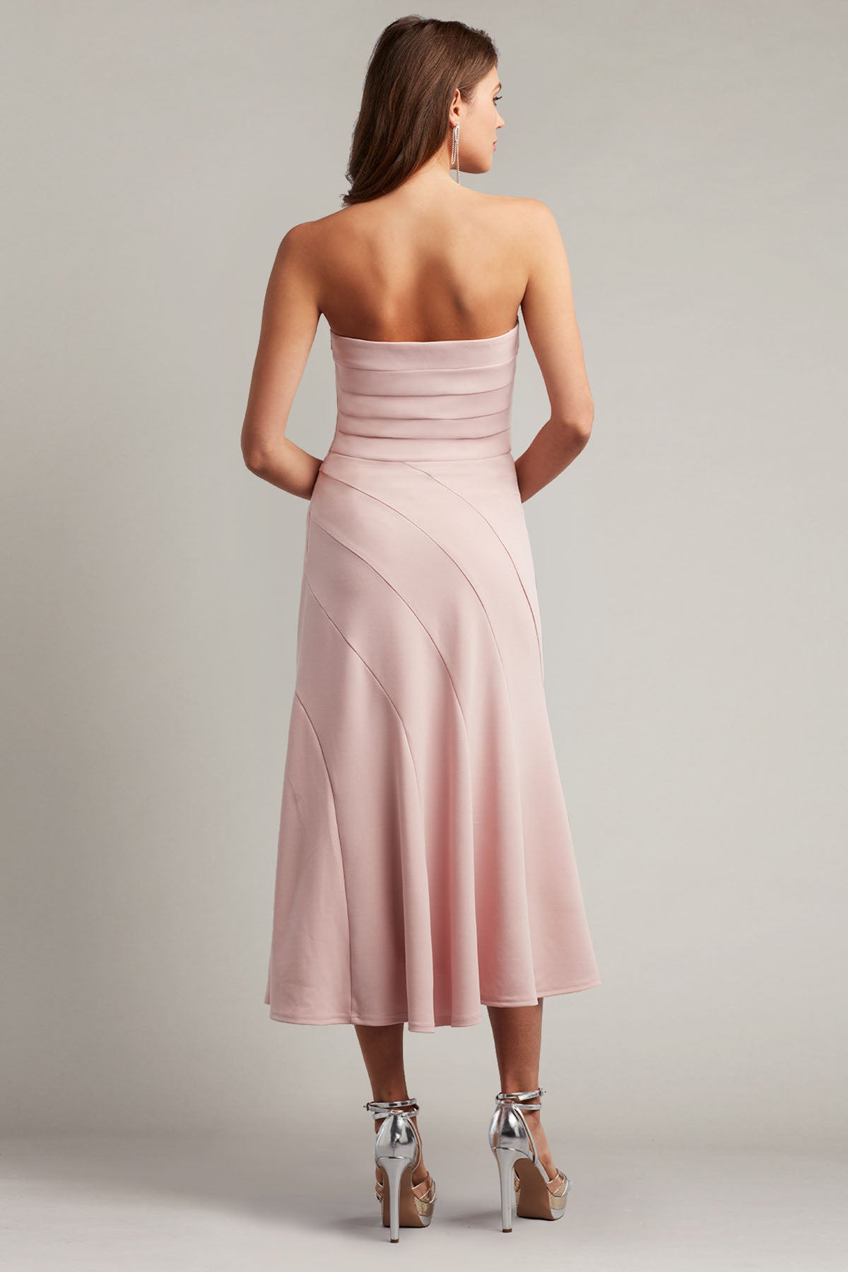 Tadashi Shoji Straplez Midi Abiye Elbise-Libas Trendy Fashion Store