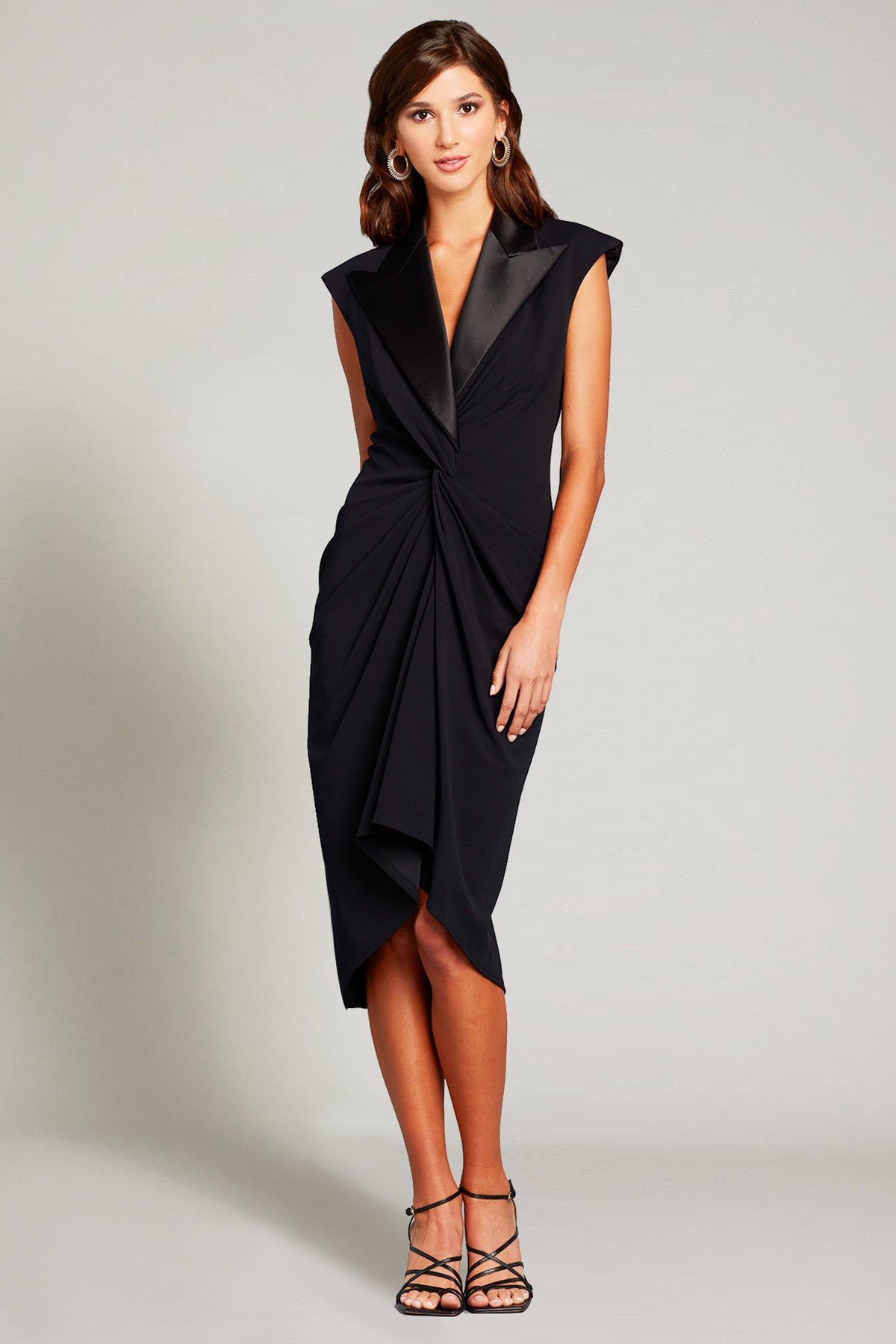 Tadashi Shoji Saten Yaka Midi Abiye Elbise-Libas Trendy Fashion Store