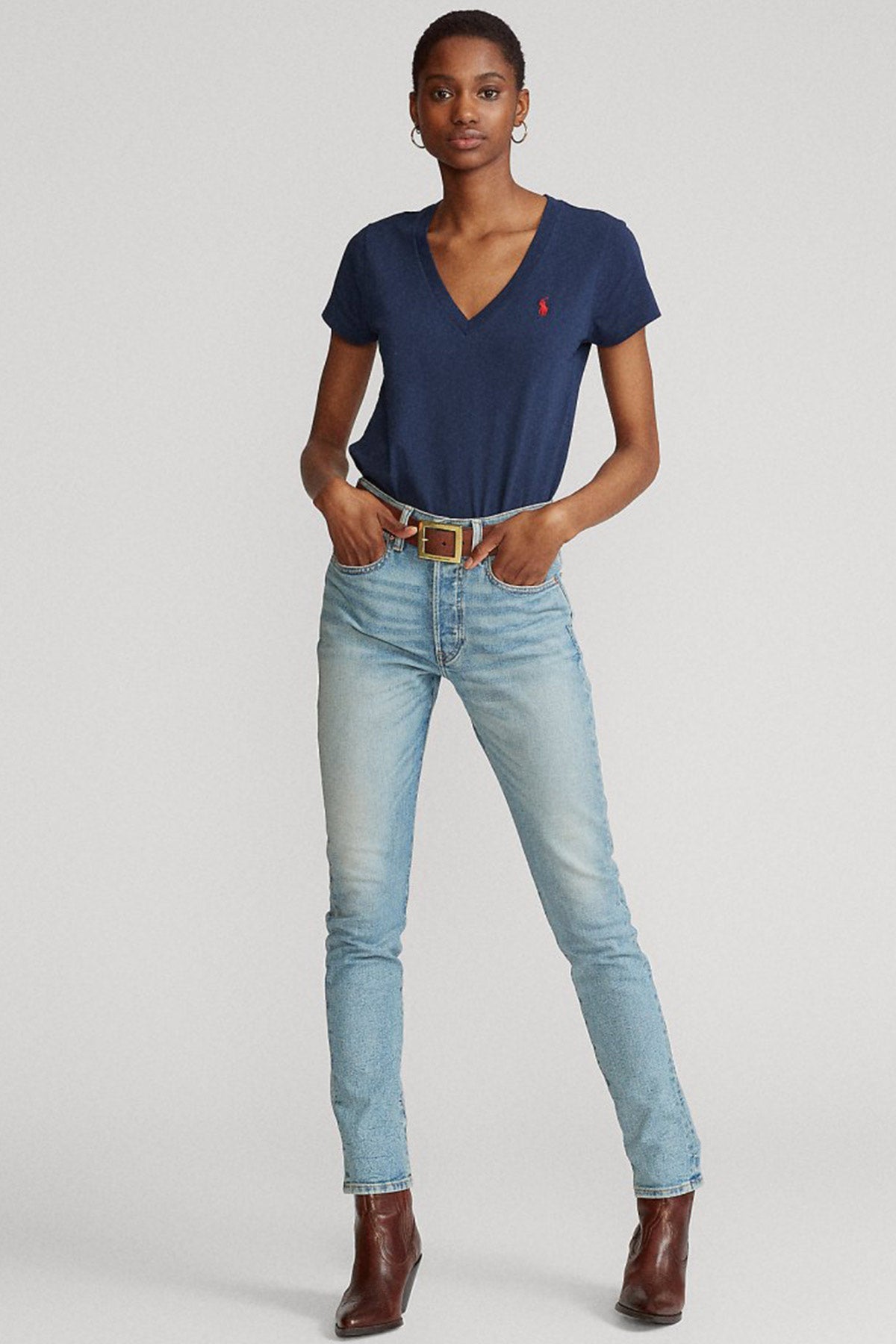 Polo Ralph Lauren Custom Fit V Yaka T-shirt-Libas Trendy Fashion Store