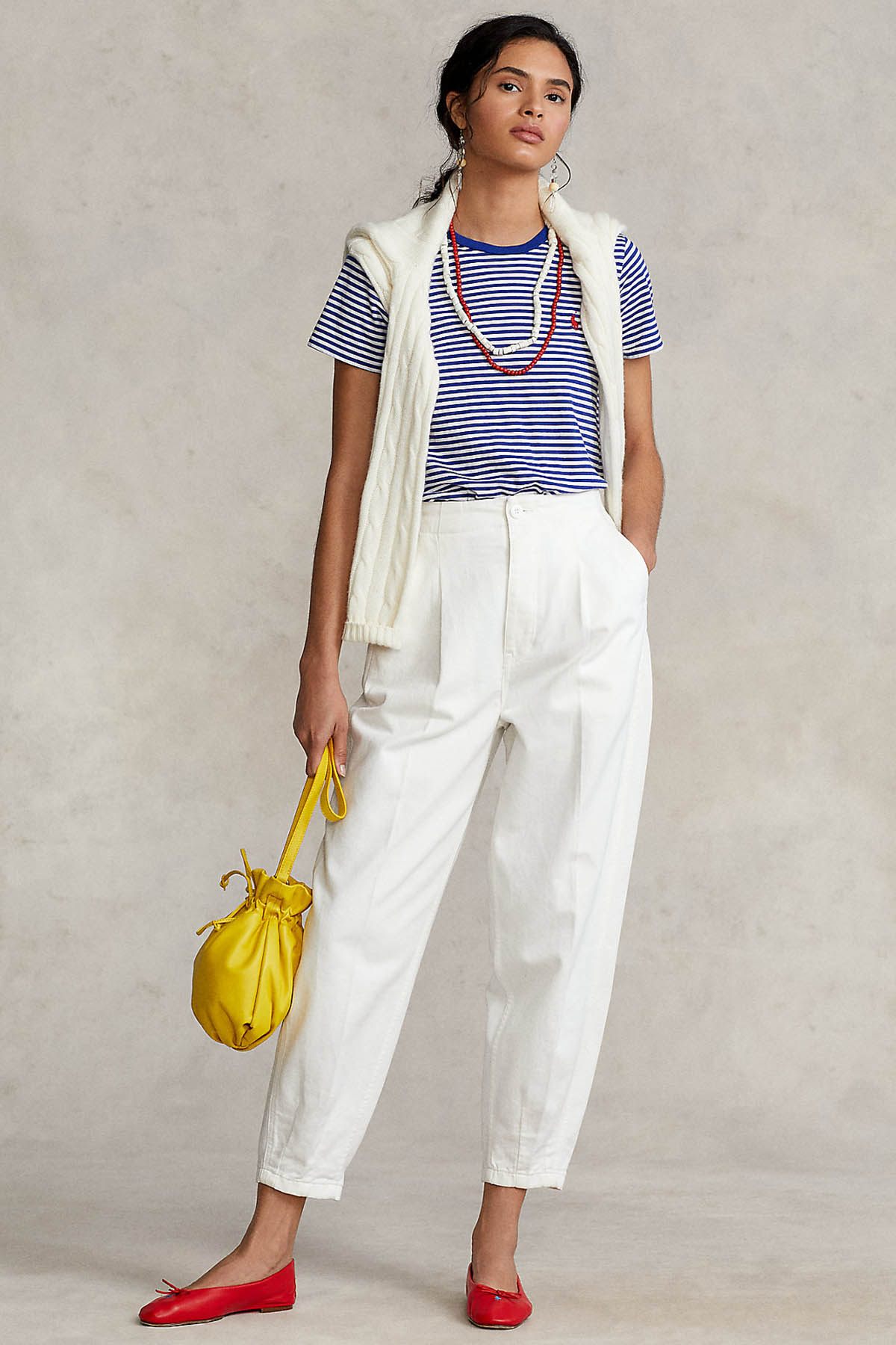 Polo Ralph Lauren Custom Fit Çizgili Marin T-shirt-Libas Trendy Fashion Store