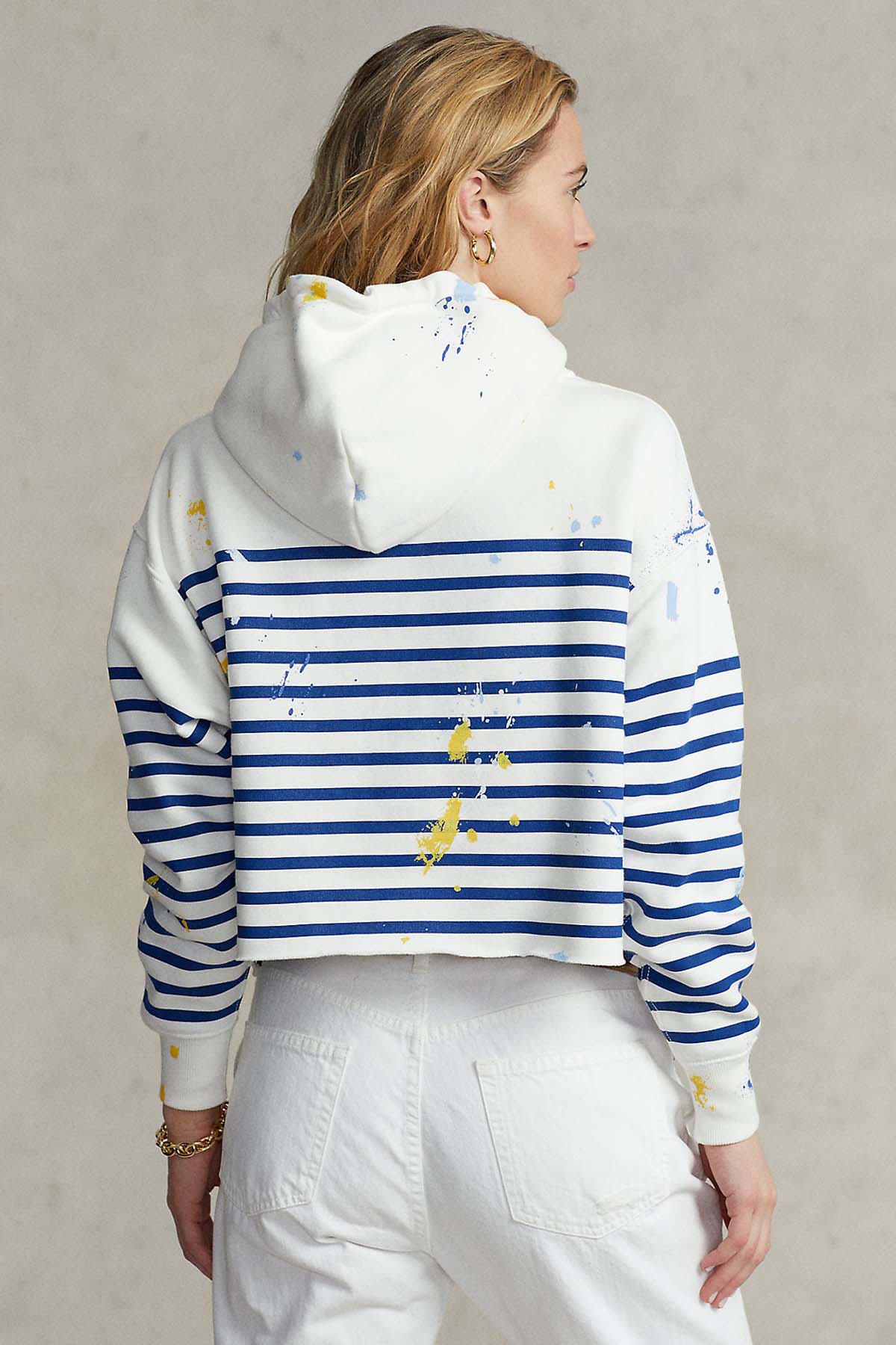 Polo Ralph Lauren Kapüşonlu Boya Detaylı Crop Sweatshirt-Libas Trendy Fashion Store