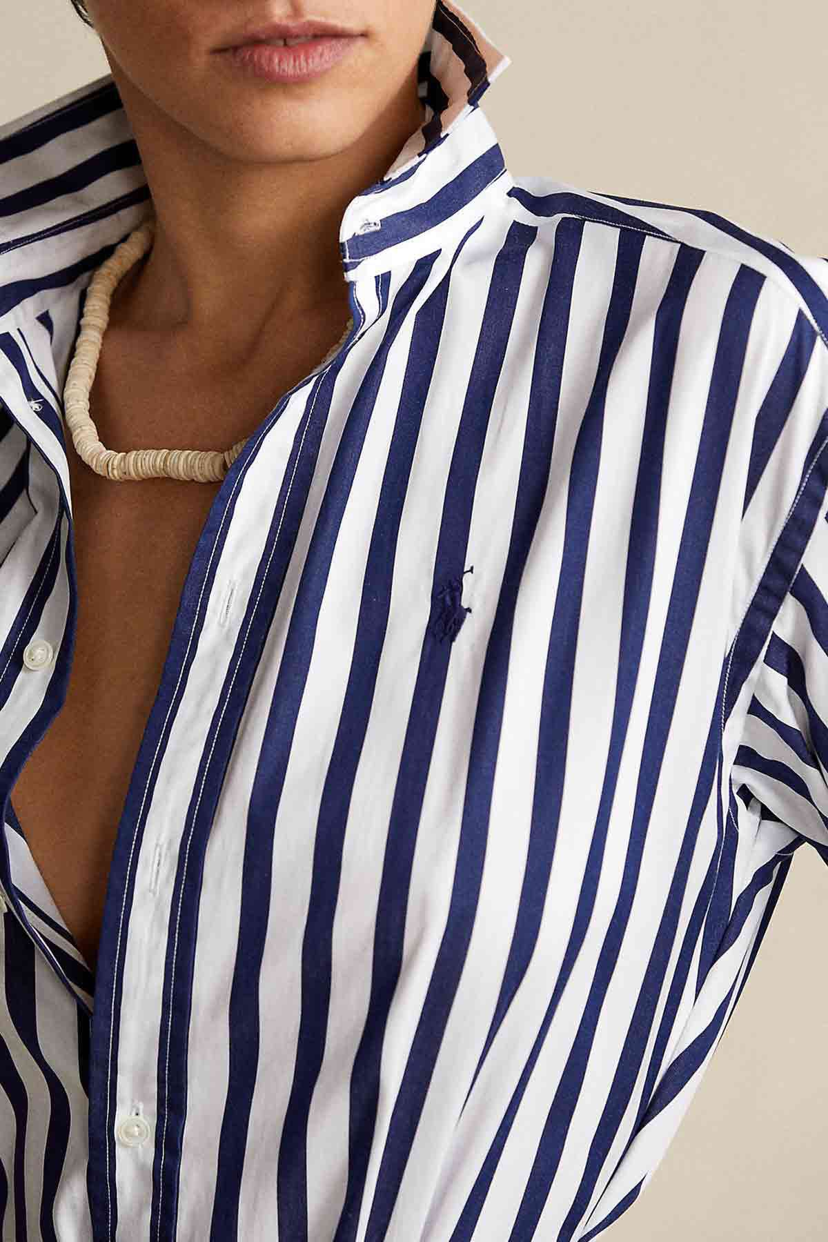 Polo Ralph Lauren Belden Kuşaklı Çizgili Midi Gömlek Elbise-Libas Trendy Fashion Store