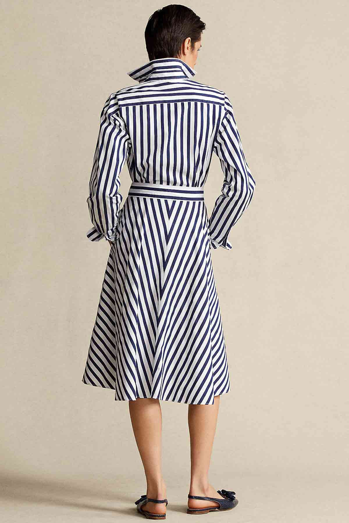 Polo Ralph Lauren Belden Kuşaklı Çizgili Midi Gömlek Elbise-Libas Trendy Fashion Store