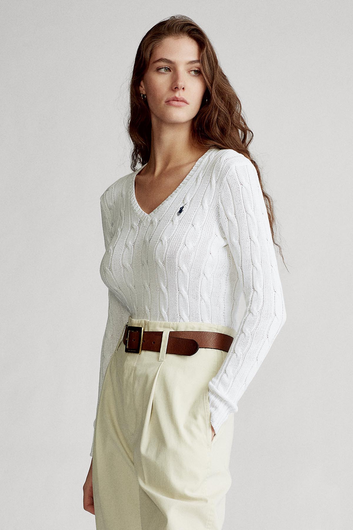 Polo Ralph Lauren Pima Cotton Slim Fit V Yaka Saç Örgü Triko-Libas Trendy Fashion Store