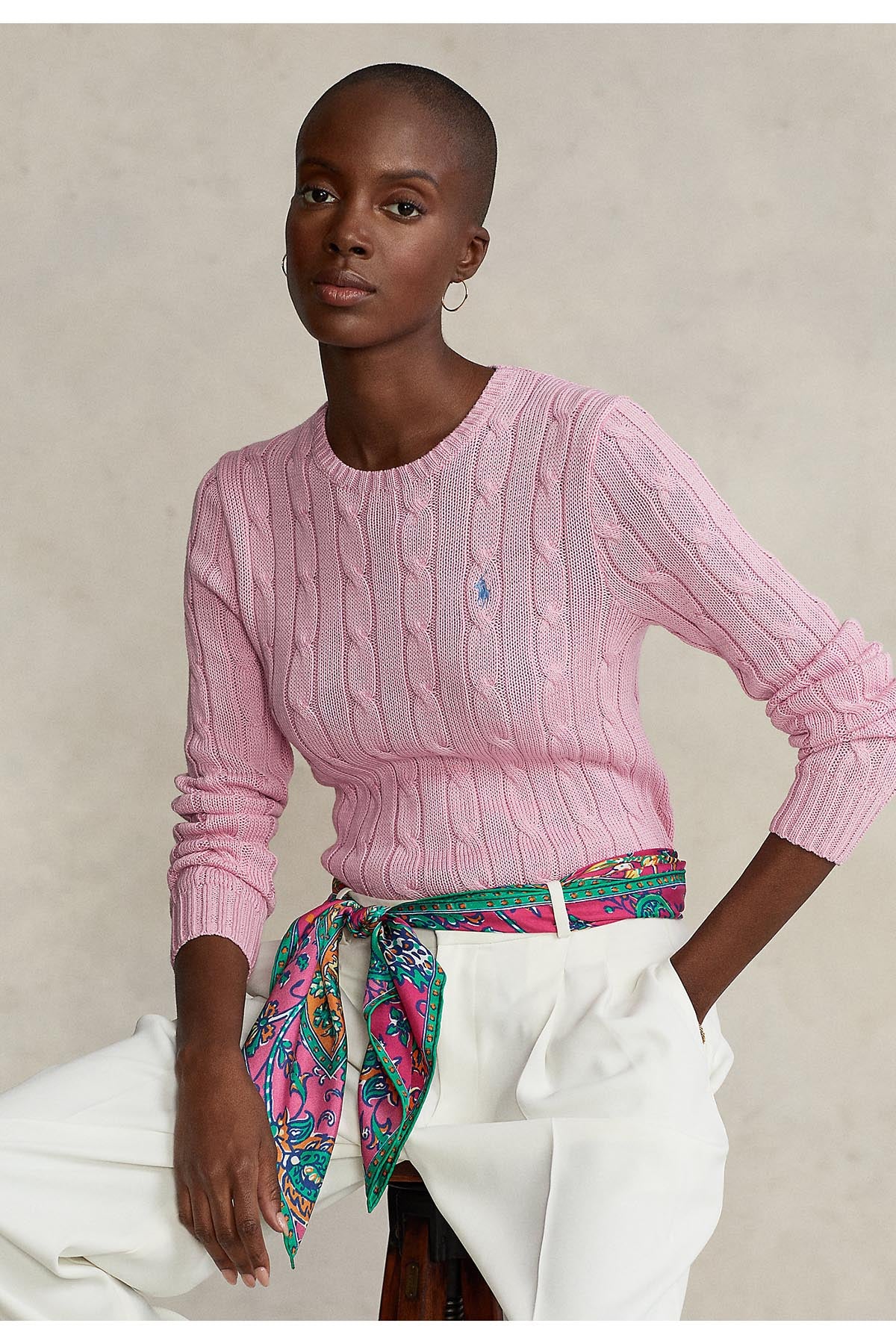 Polo Ralph Lauren Pima Cotton Slim Fit Yuvarlak Yaka Saç Örgü Triko-Libas Trendy Fashion Store