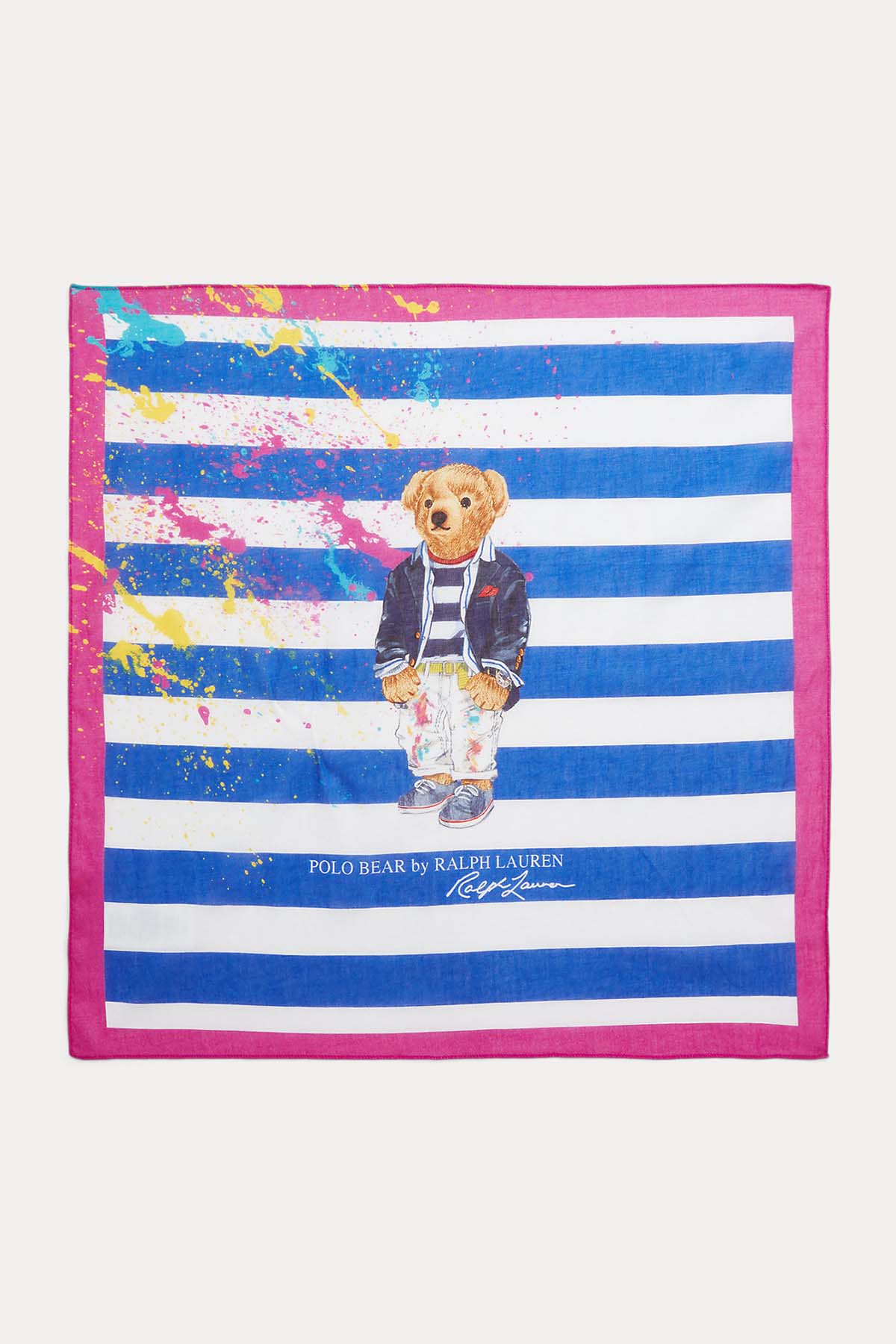 Polo Ralph Lauren Boya Efektli Çizgili Polo Bear Fular-Libas Trendy Fashion Store
