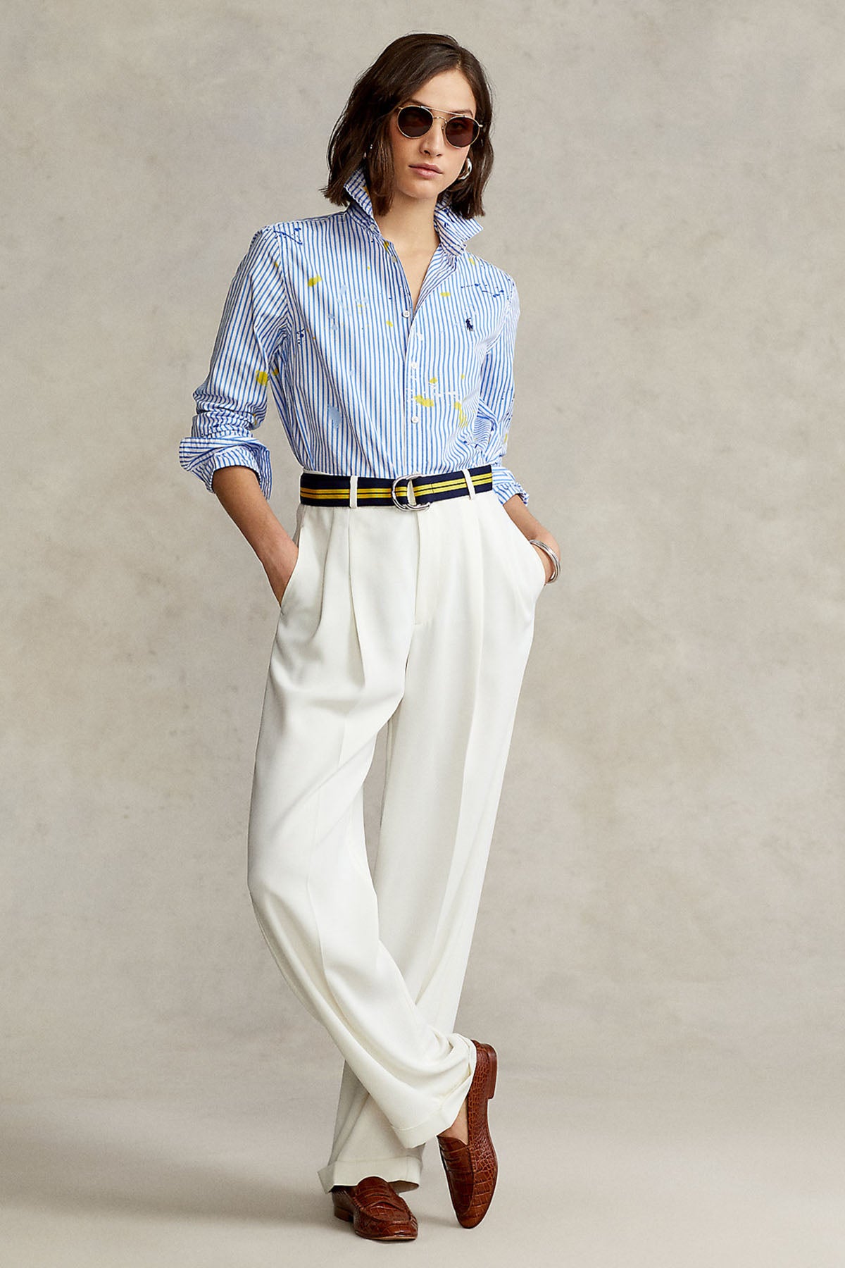 Polo Ralph Lauren Relaxed Fit Çizgili Boya Efektli Gömlek-Libas Trendy Fashion Store