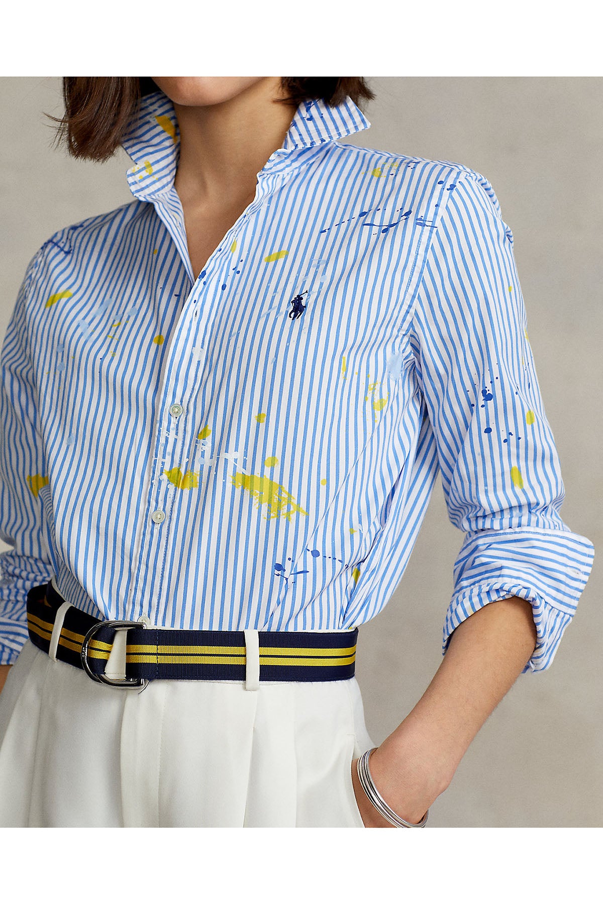 Polo Ralph Lauren Relaxed Fit Çizgili Boya Efektli Gömlek-Libas Trendy Fashion Store