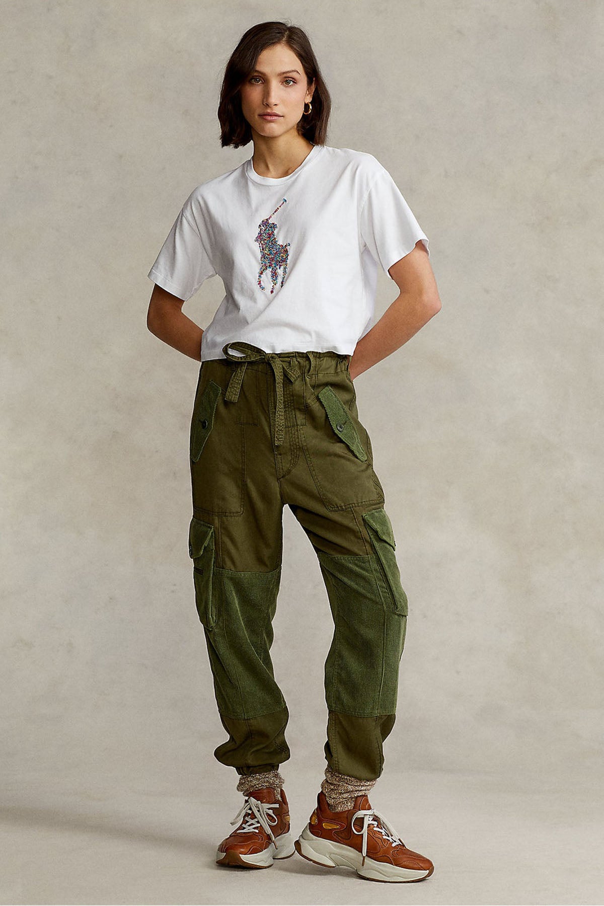 Polo Ralph Lauren Big Pony Logolu Crop T-shirt-Libas Trendy Fashion Store